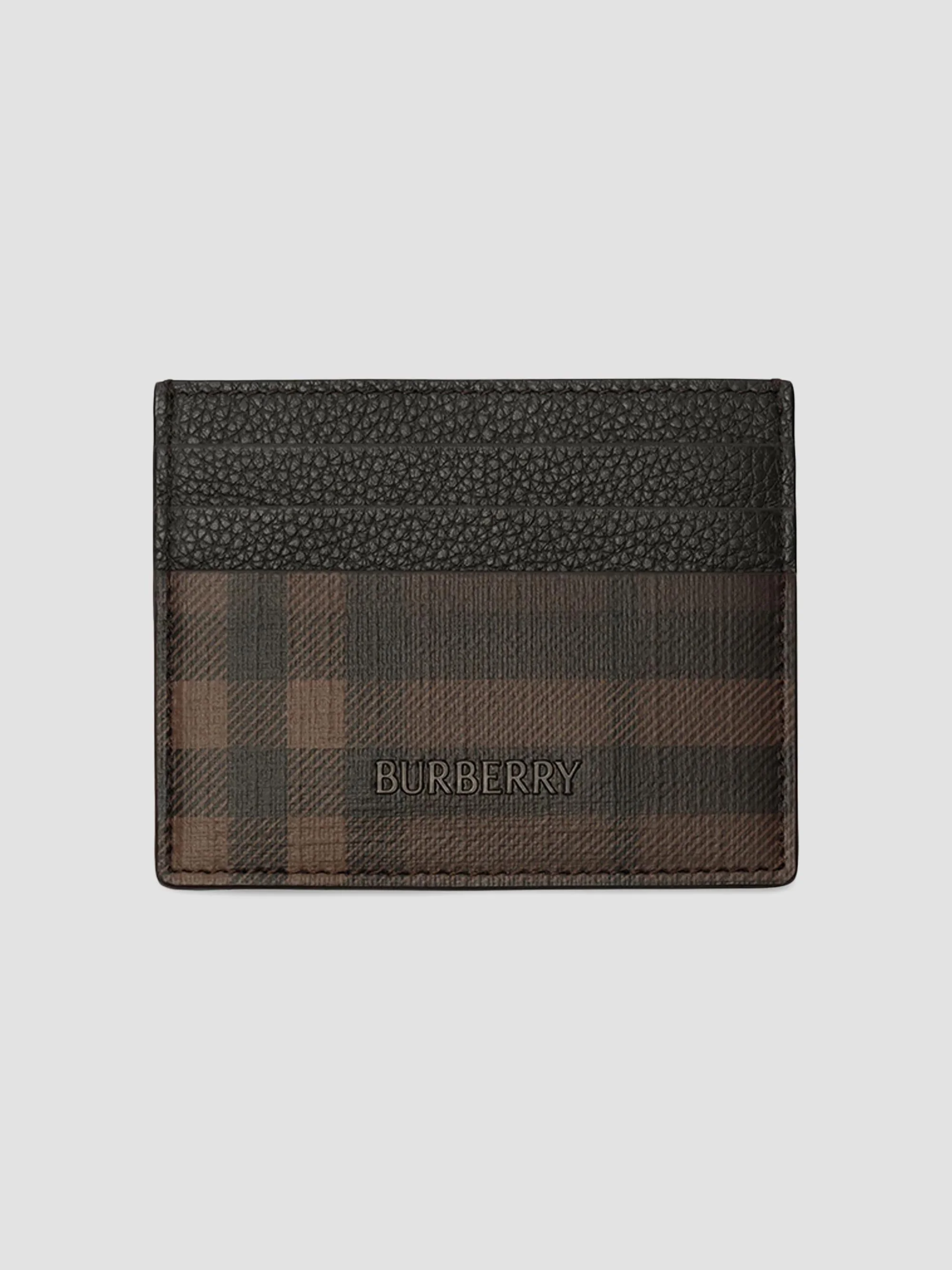 Men's Checked Card Case - Dark Brown - 1