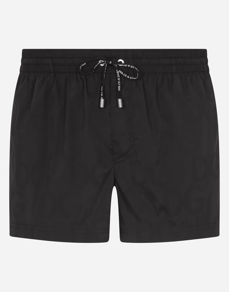 Short swim trunks in hydro-sensitive fabric with logo print - 1