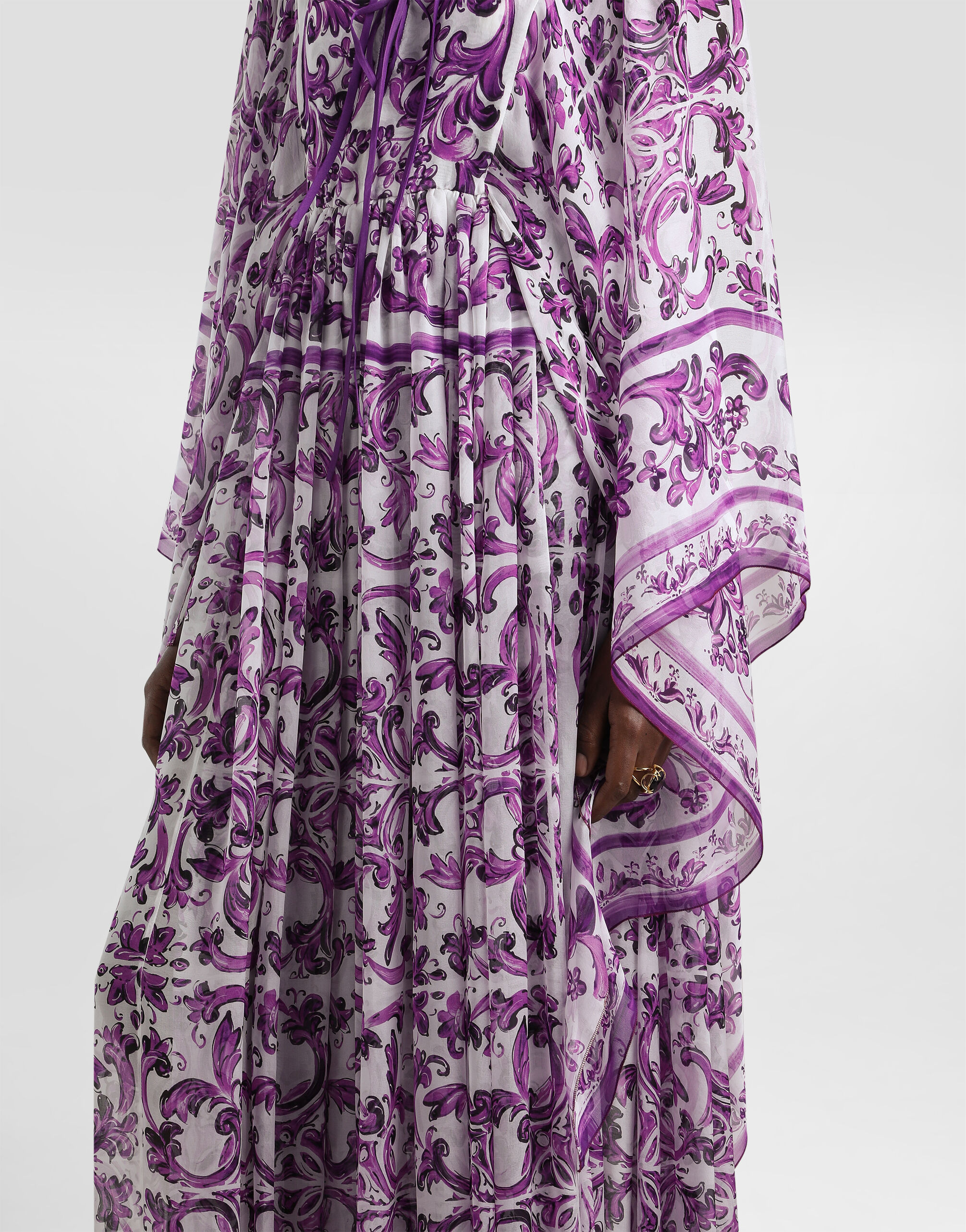 Majolica-print chiffon dress - 4
