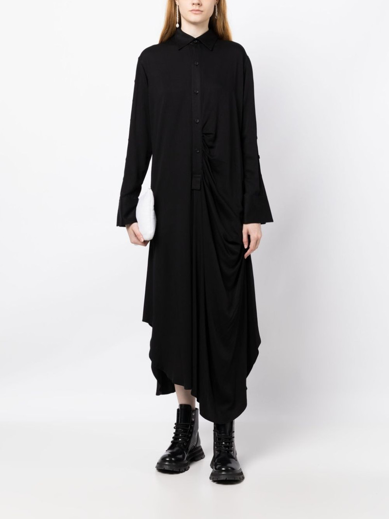 Yohji Yamamoto long-sleeve draped midi shirt dress outlook