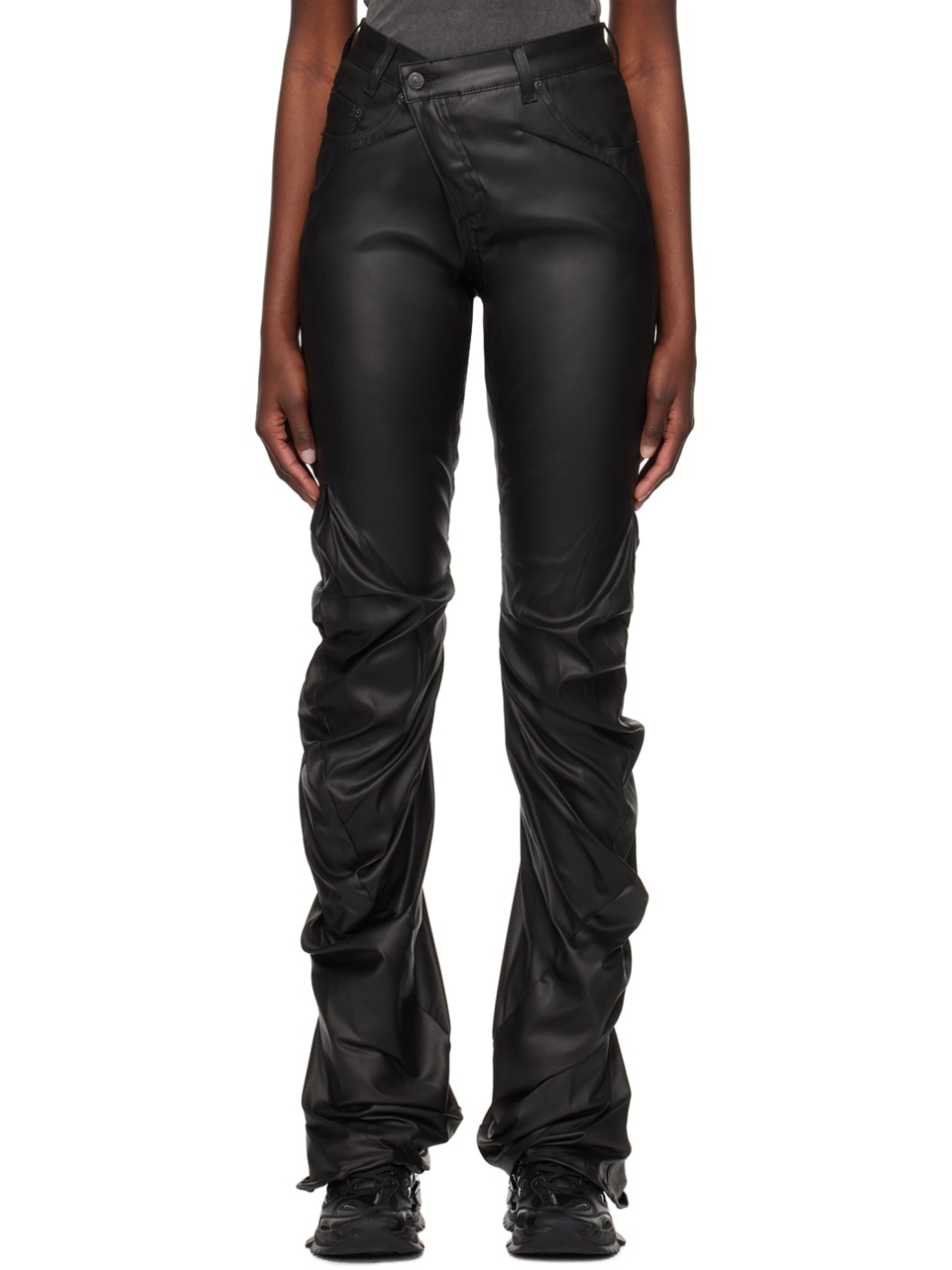 SSENSE Exclusive Black Faux-Leather Pants - 1