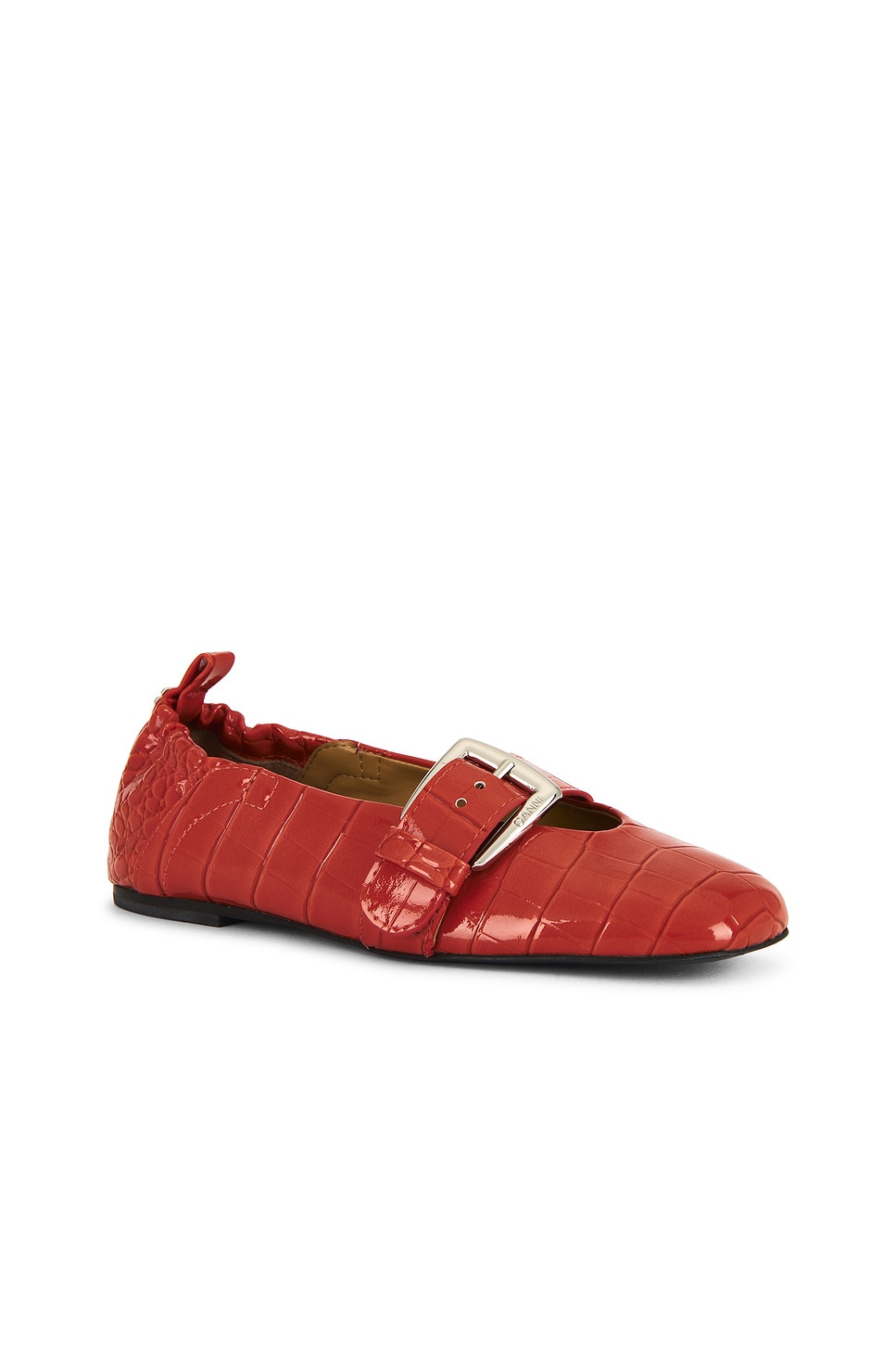 Butterfly Strap Shiny Croco Ballerina Flat - 2