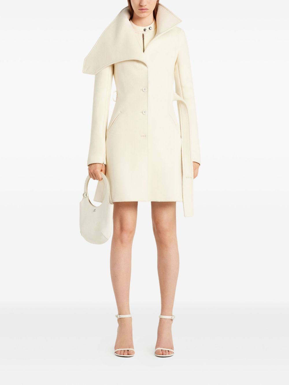 asymmetrical-collar coat - 2
