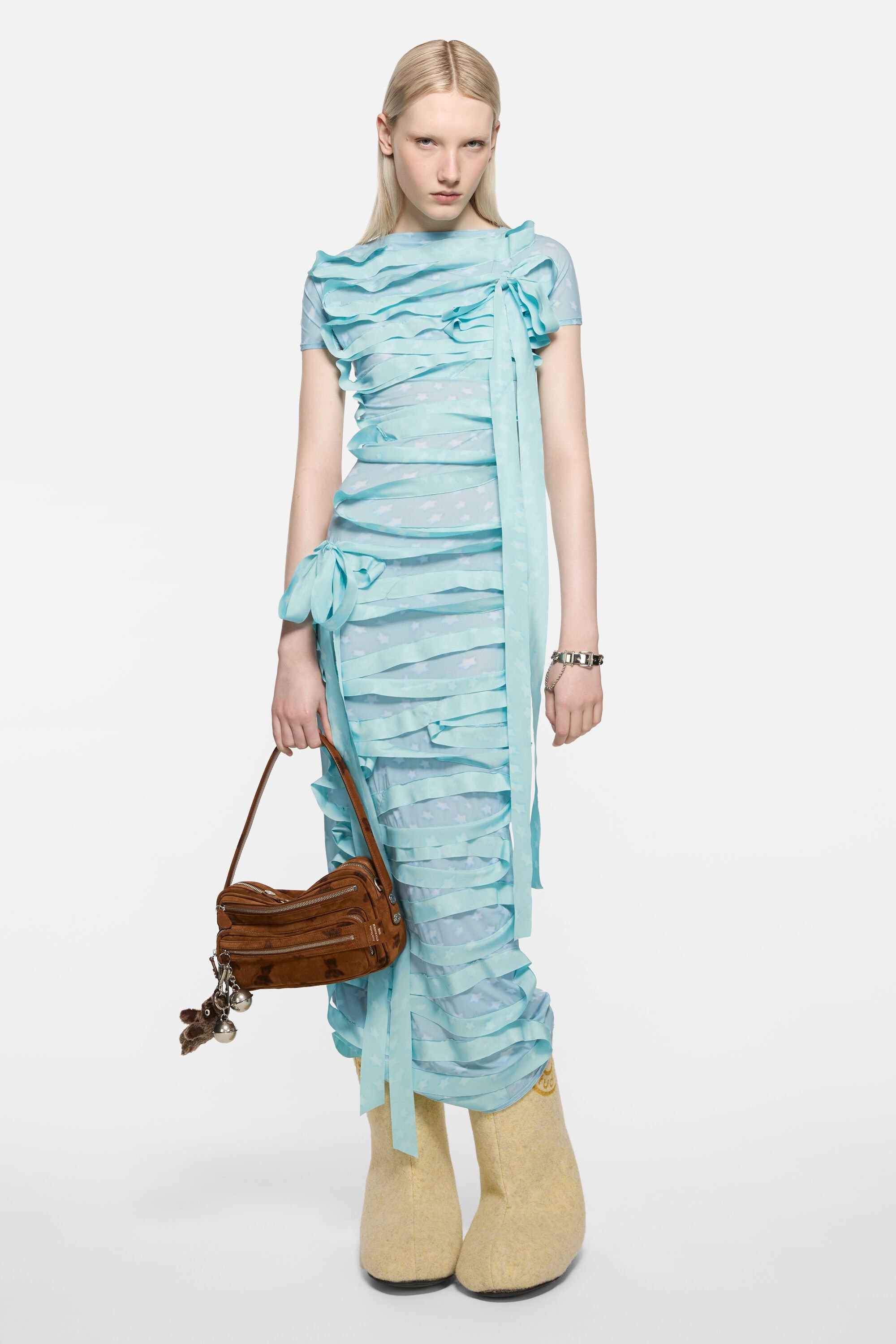 Ribbon dress - Aqua blue - 2