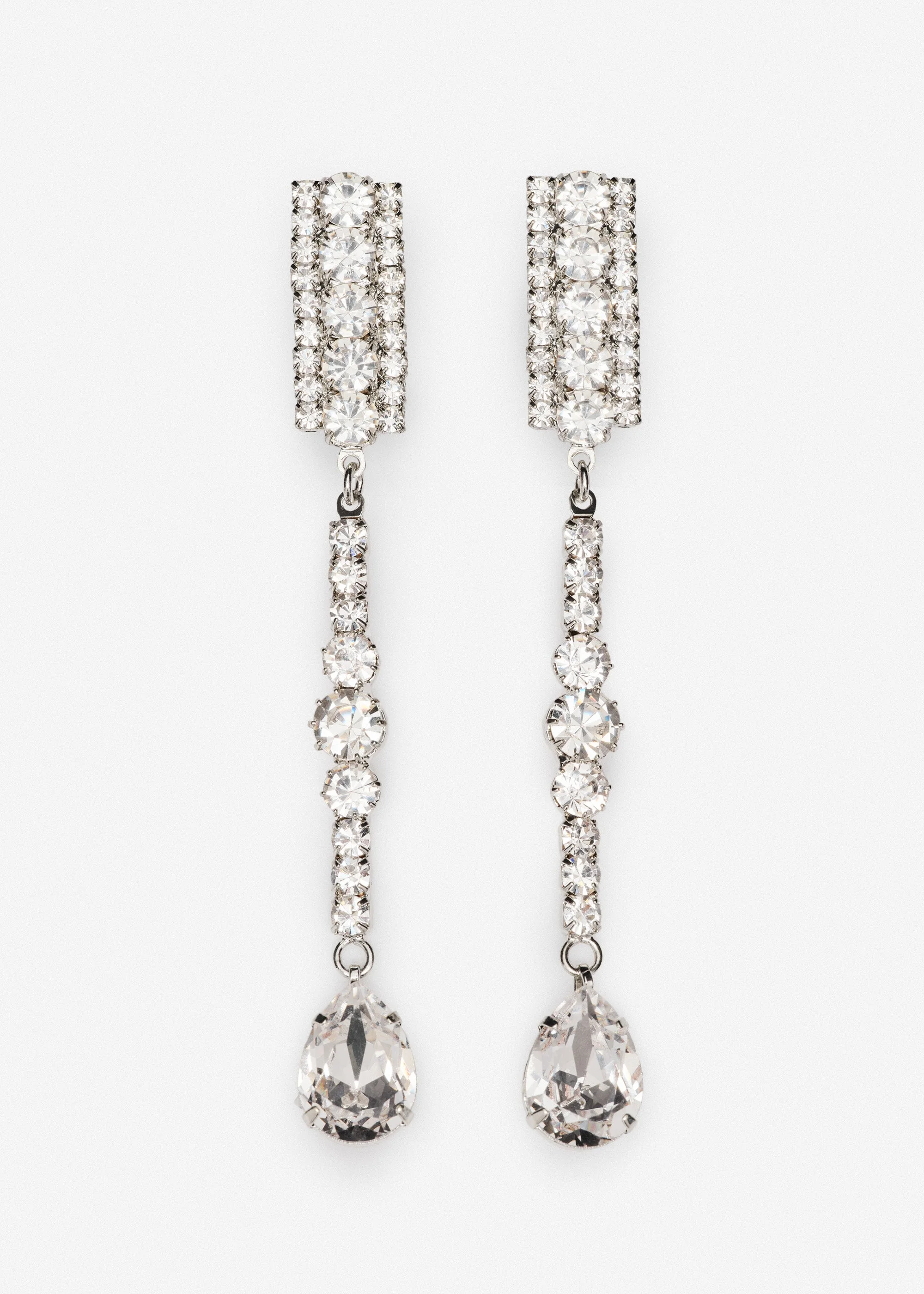 Crystal drop earrings in silver - 1