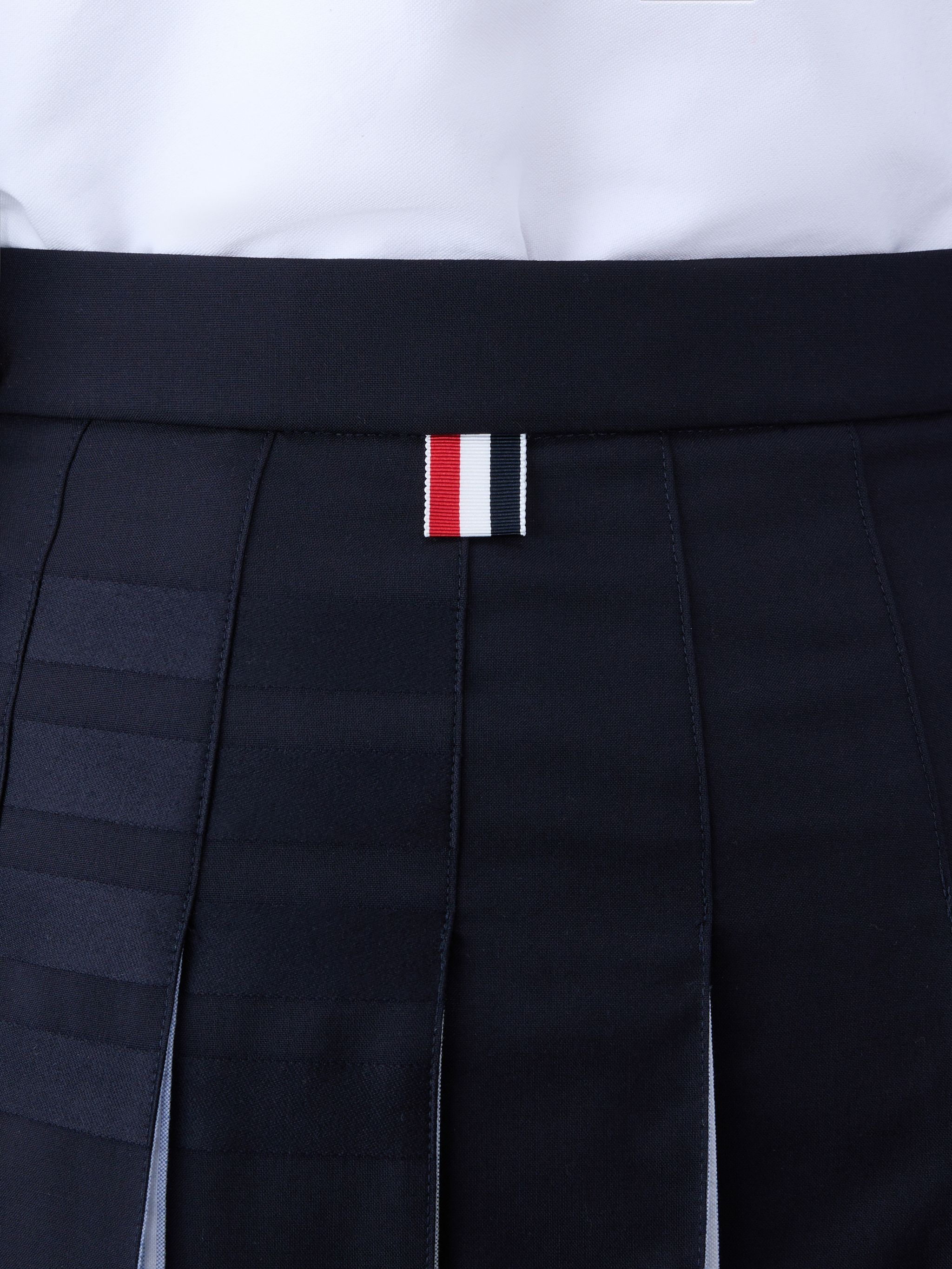 Plain Weave 4-Bar Pleated Mini Skirt - 12