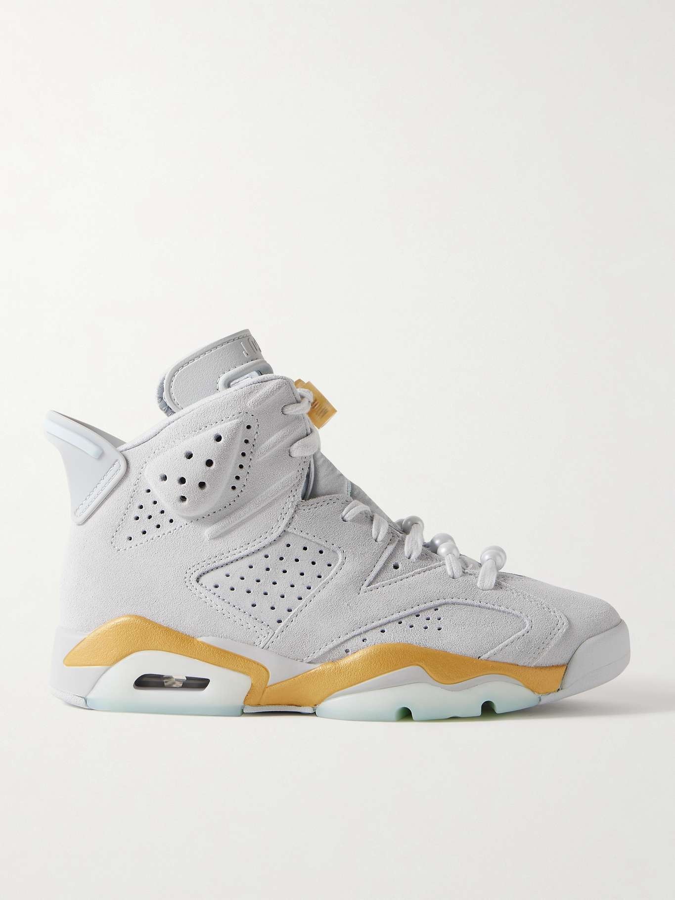 Air Jordan Retro 6 embellished satin-trimmed perforated suede high-top sneakers - 1