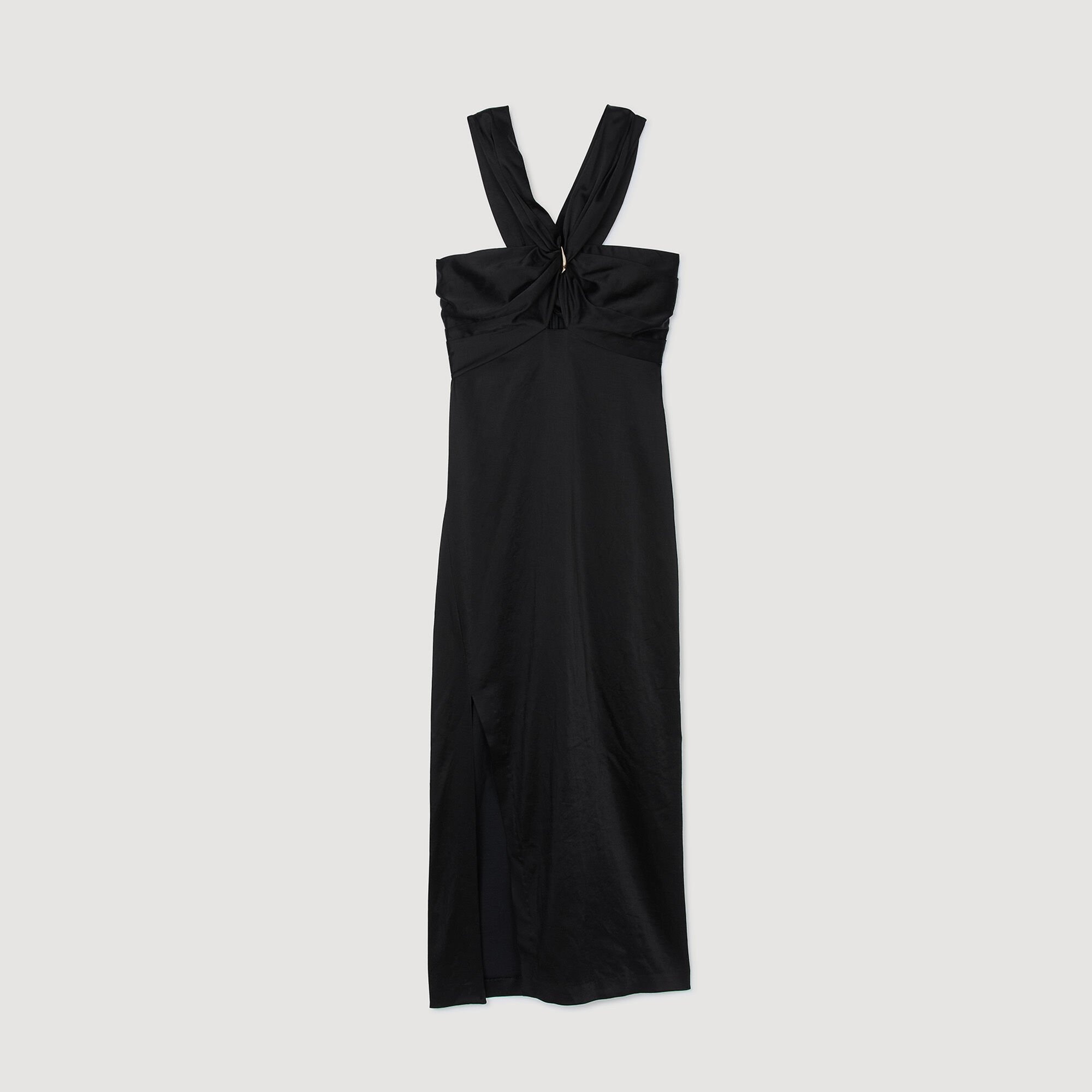 SLIT SATIN-EFFECT MAXI DRESS - 6