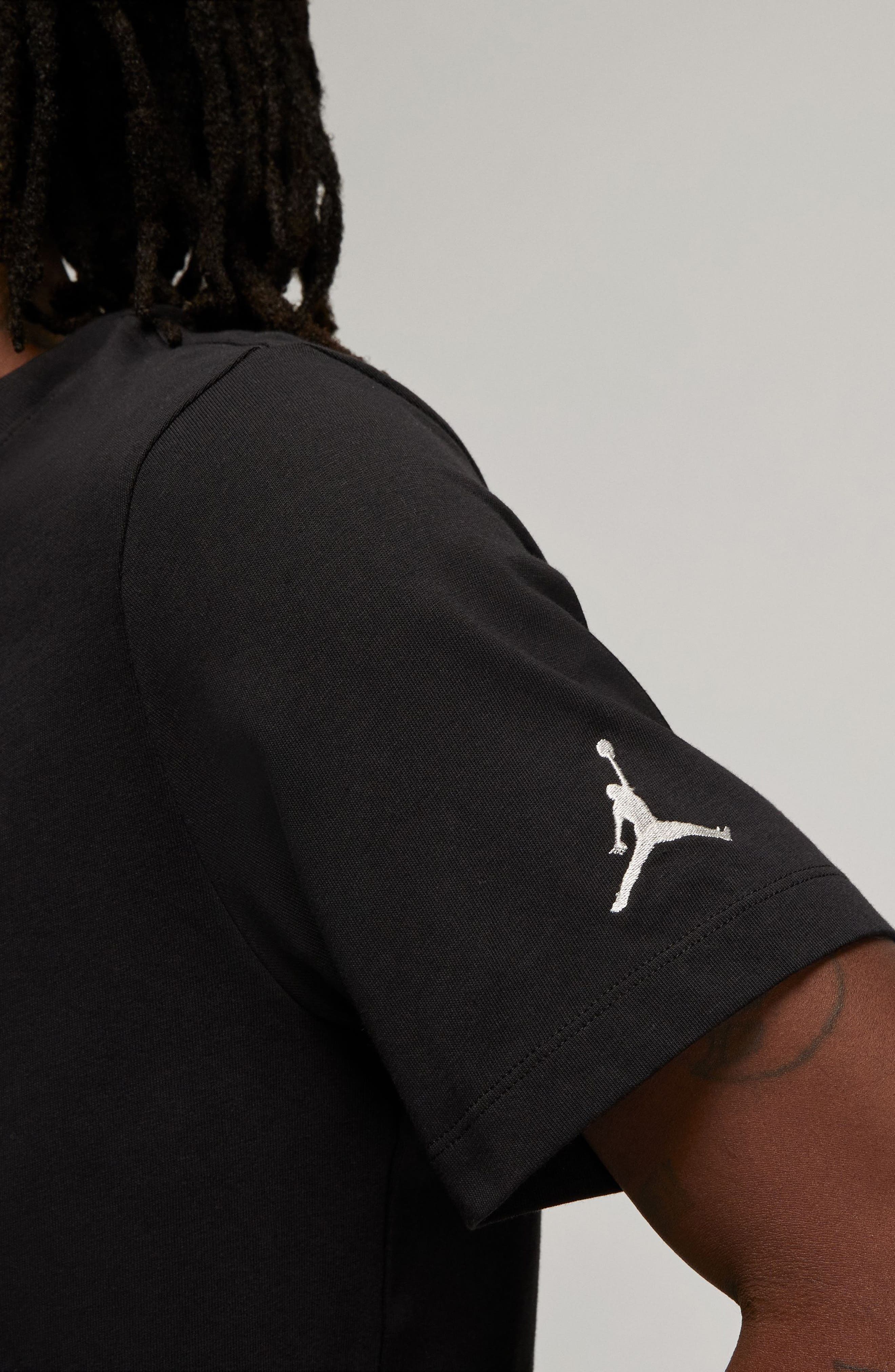 Nike Jordan Embroidered Crewneck T-Shirt in Black/Sail/Sail at Nordstrom - 3