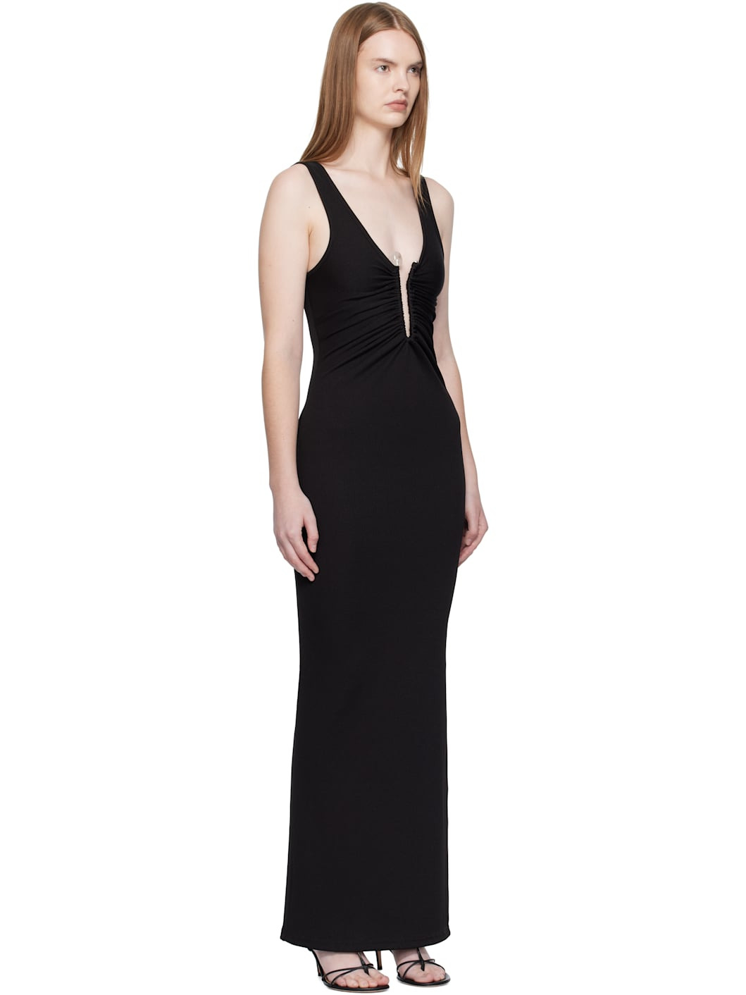 Black Crystal Pin Tank Maxi Dress - 2