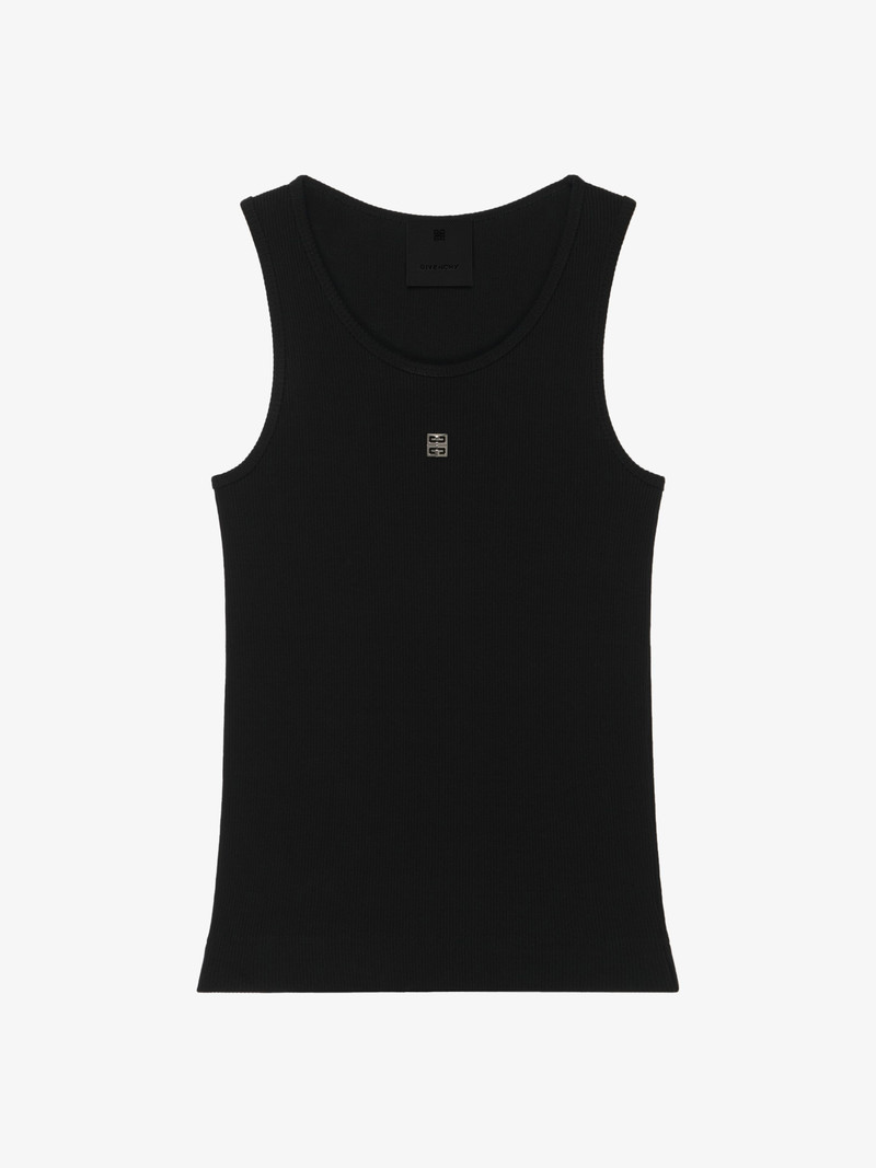 SLIM FIT TANK TOP IN COTTON WITH 4G DETAIL - 1