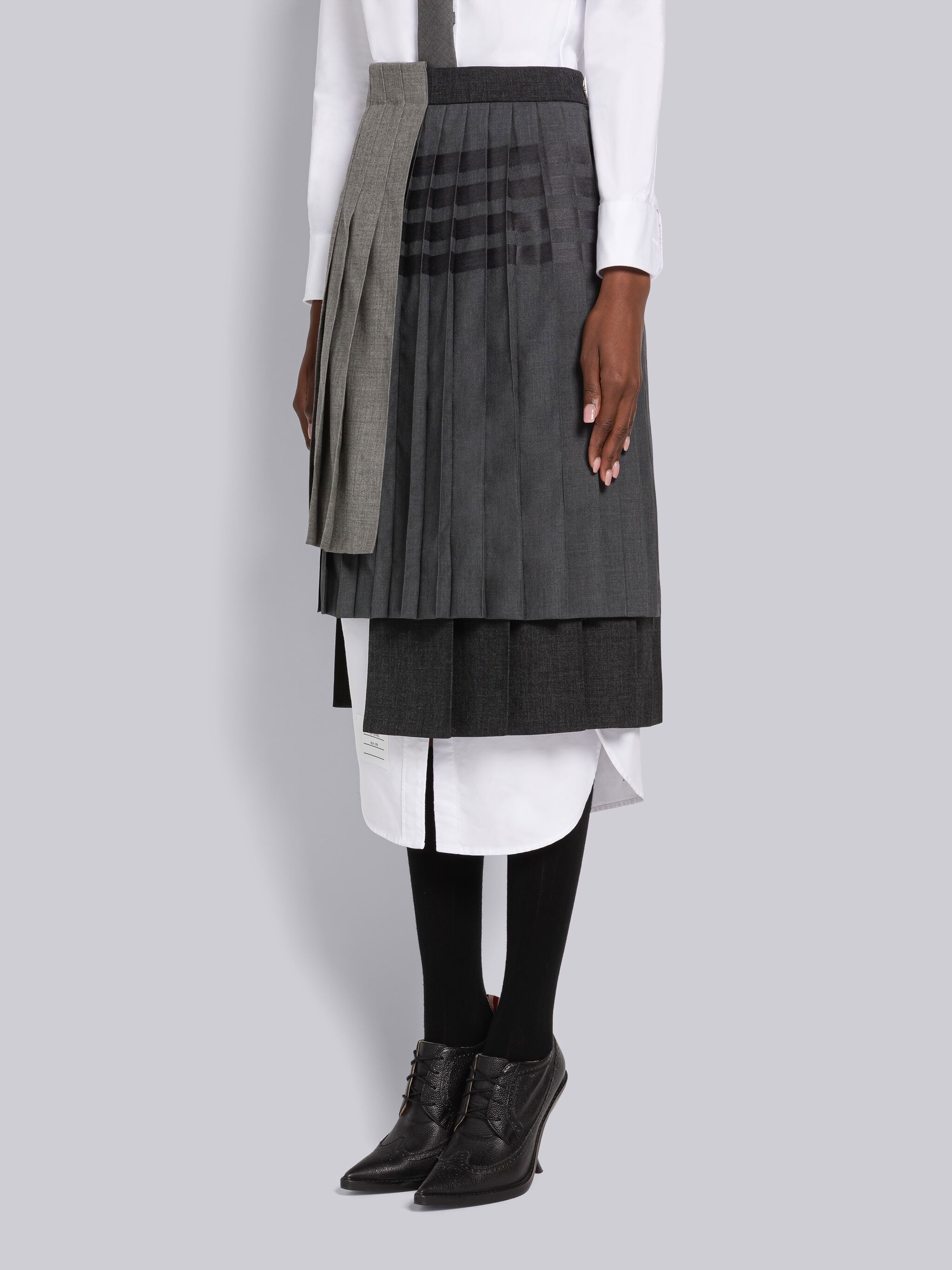 Plain Weave Fresco 4-Bar Multi Pleat Skirt - 2