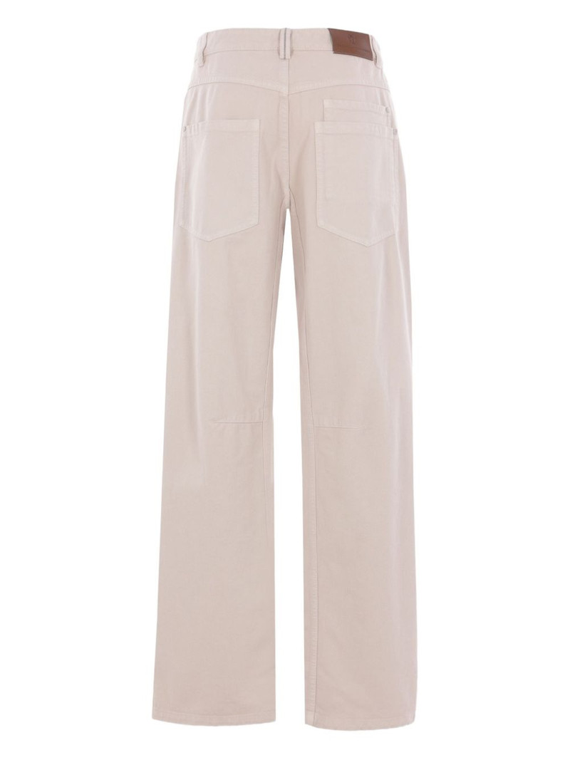 Brunello Cucinelli button-zip logo-patch trousers outlook