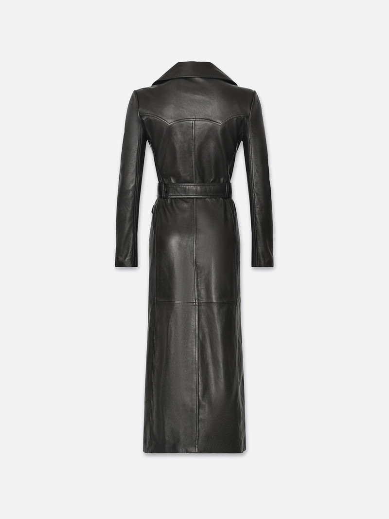 FRAME Leather Trench in Black outlook