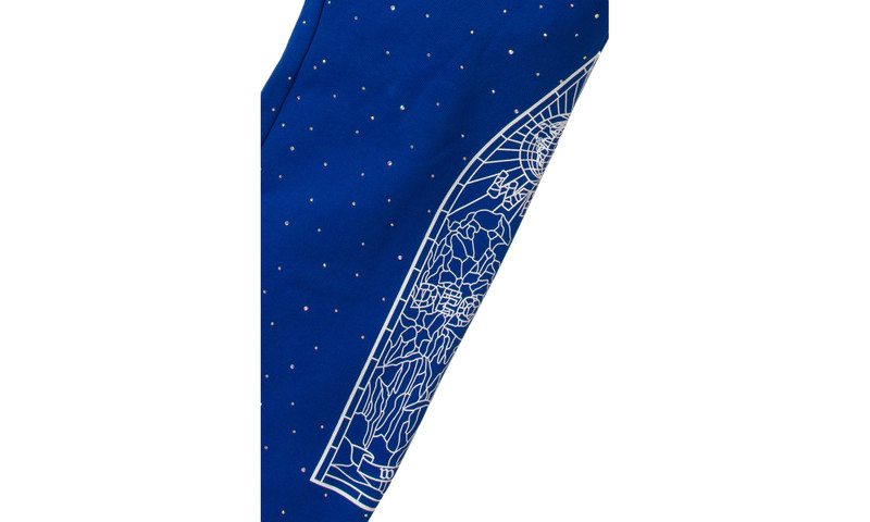 WHO DECIDES WAR Rhinestone Sweatpants "Indigo" outlook