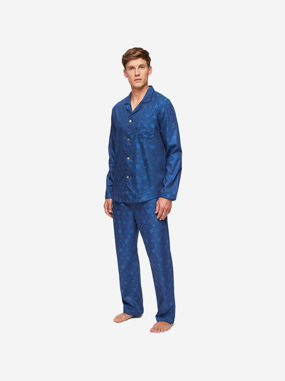 Derek Rose Men's Modern Fit Pyjamas Paris 24 Cotton Jacquard Navy outlook