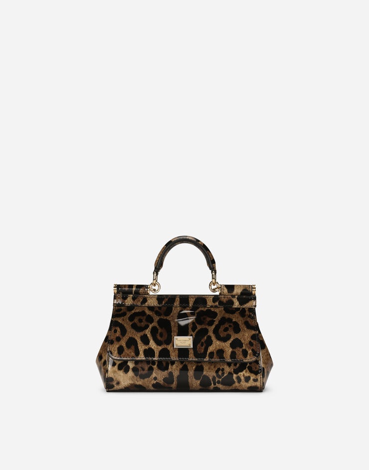 Small Sicily bag in leopard-print polished calfskin - 1