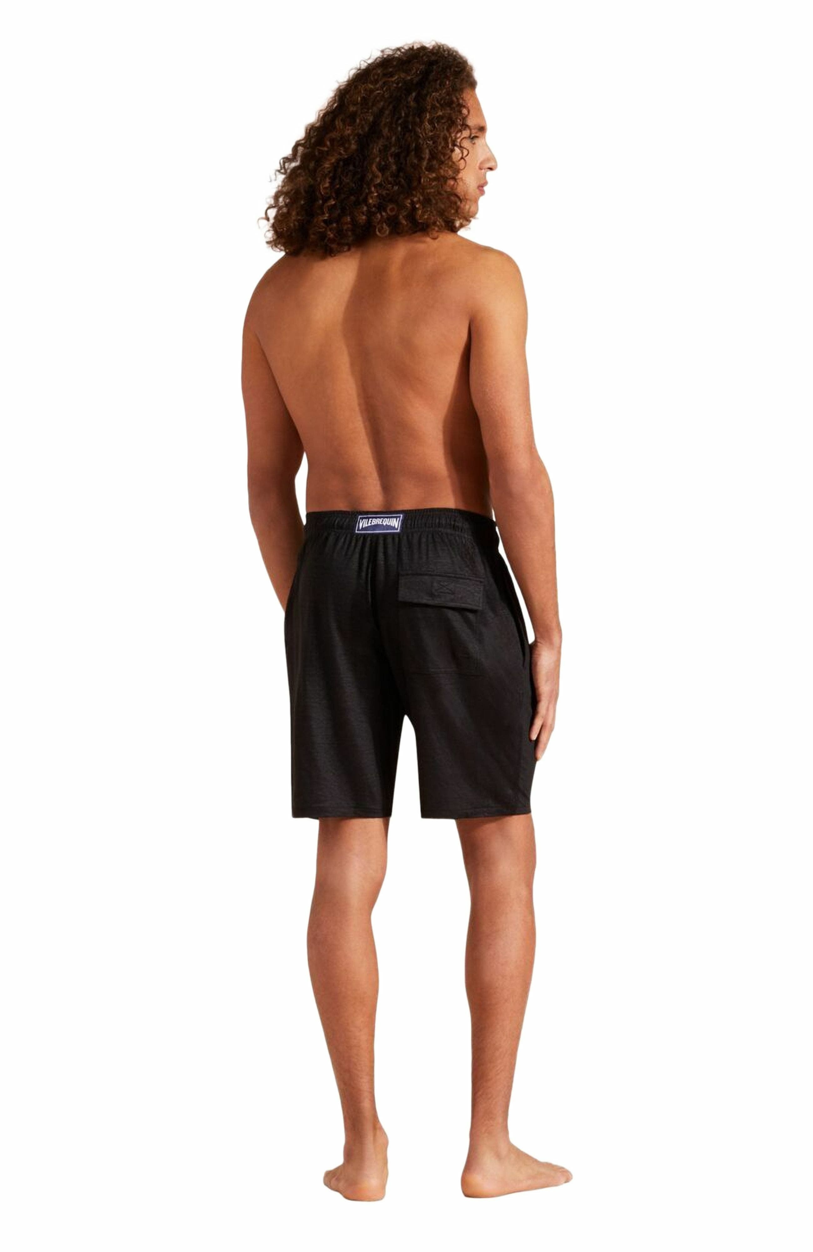 Vilebrequin Unisex Linen Bermuda Shorts in Noir at Nordstrom - 4