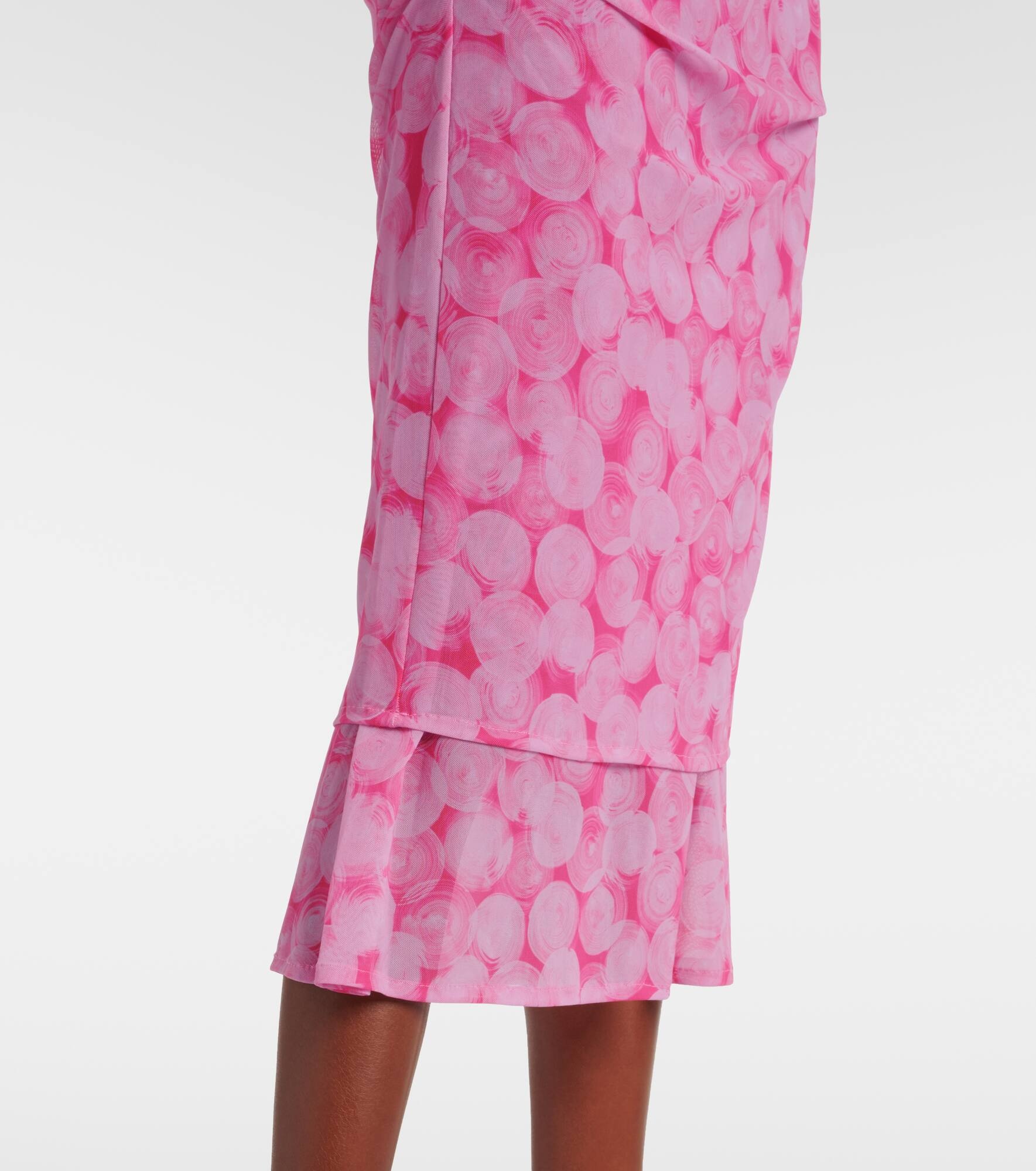 Printed gathered jersey midi skirt - 5