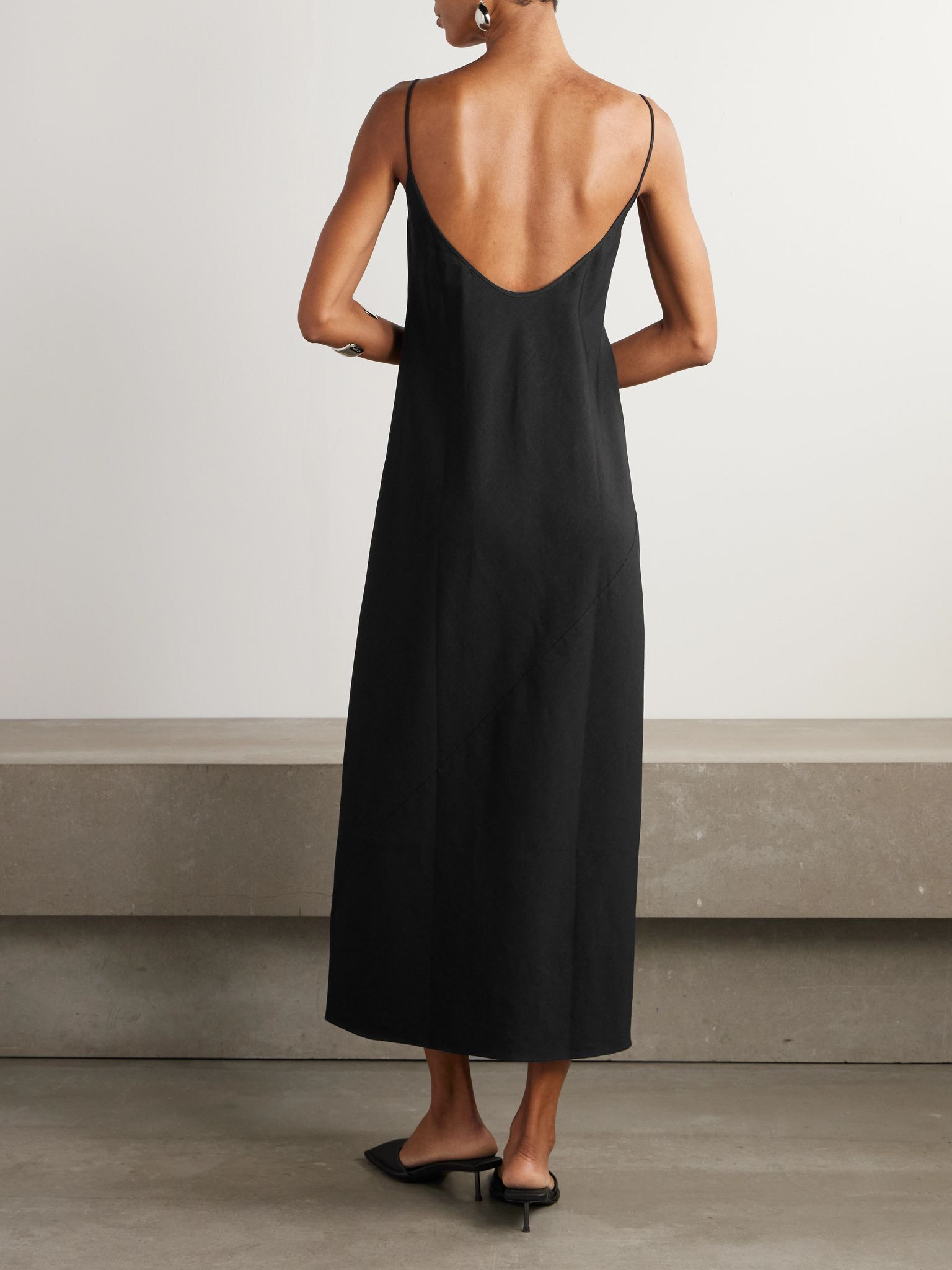 Hemp-blend midi dress Black - 3