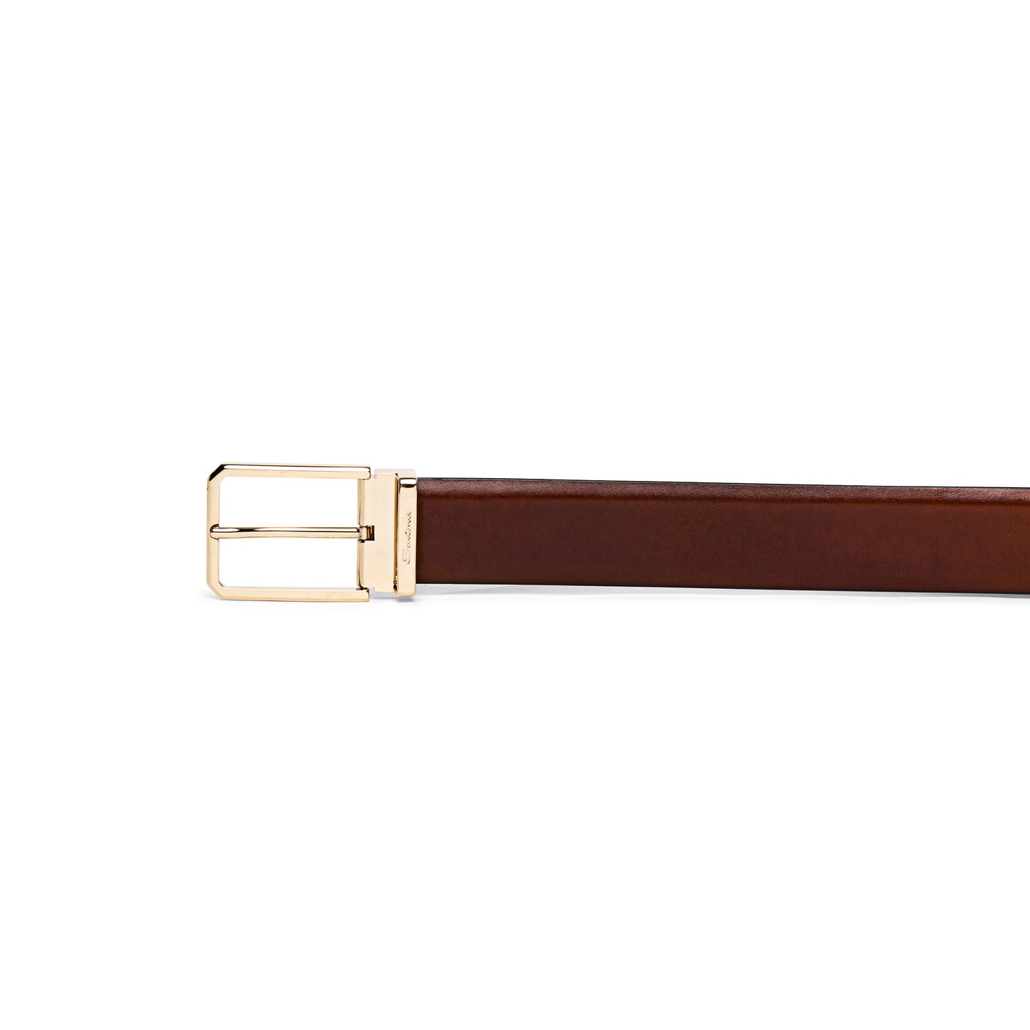 Men’s polished brown leather adjustable belt - 3