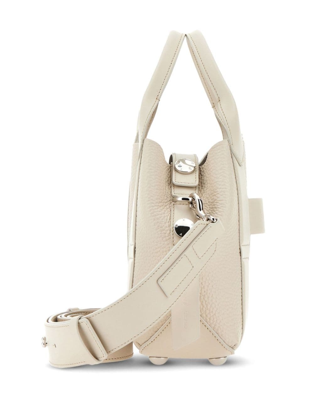 Script leather tote bag - 3