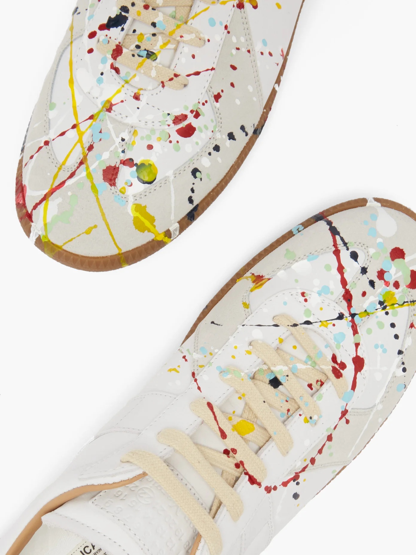 Replica paint-splatter leather trainers - 6