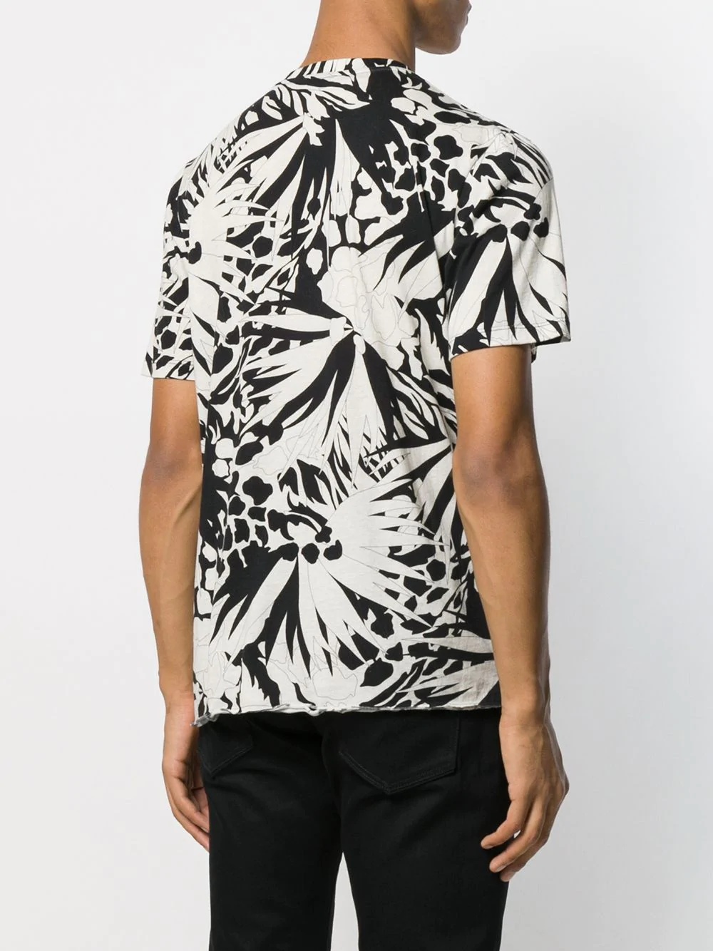 abstract print crew neck T-shirt - 4