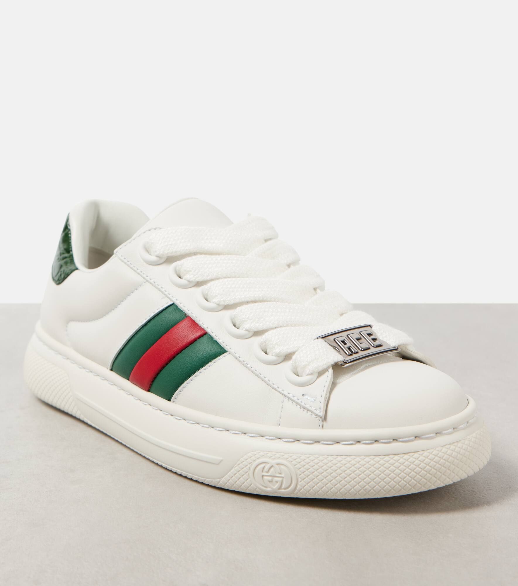 Ace Web Stripe leather sneakers - 5