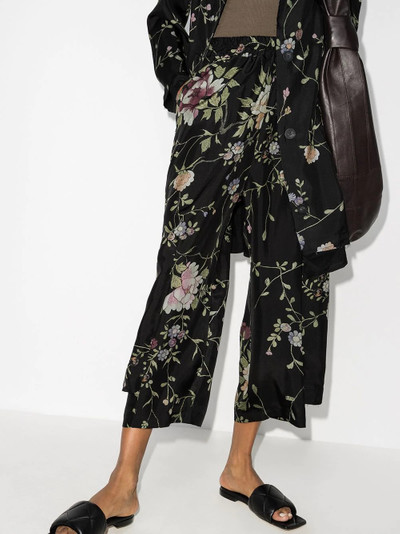 By Walid Robin floral-embroidered silk trousers outlook