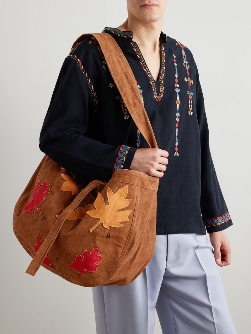 Story mfg. Big Shop Logo-Embroidered Appliquéd Cotton-Canvas Tote Bag Brown outlook