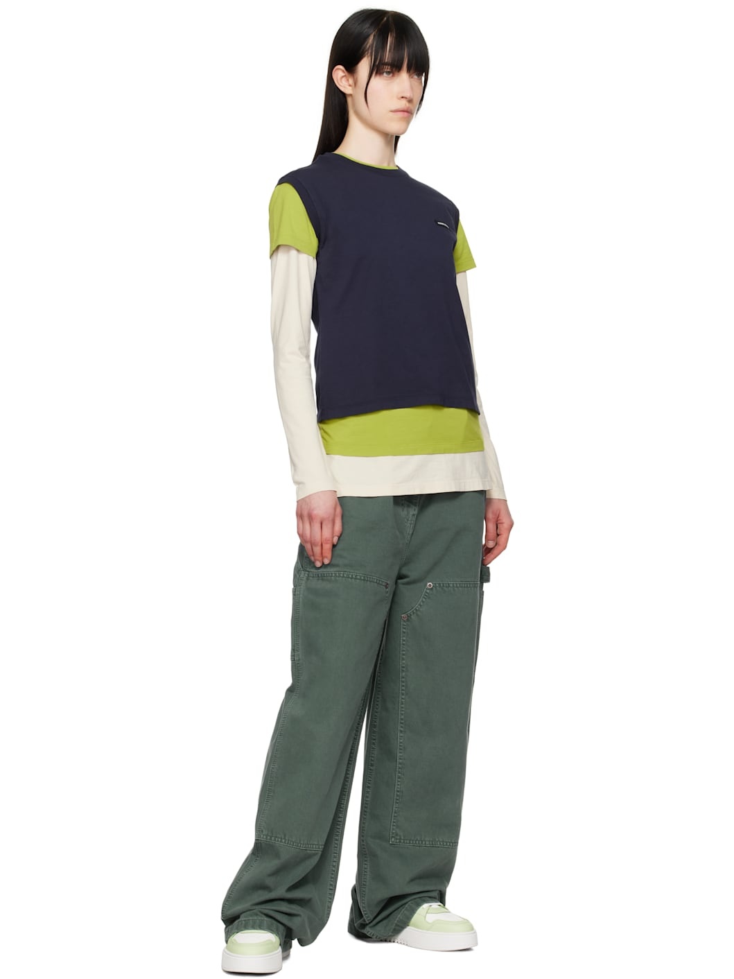 White & Green Orbit Neo Sneakers - 5