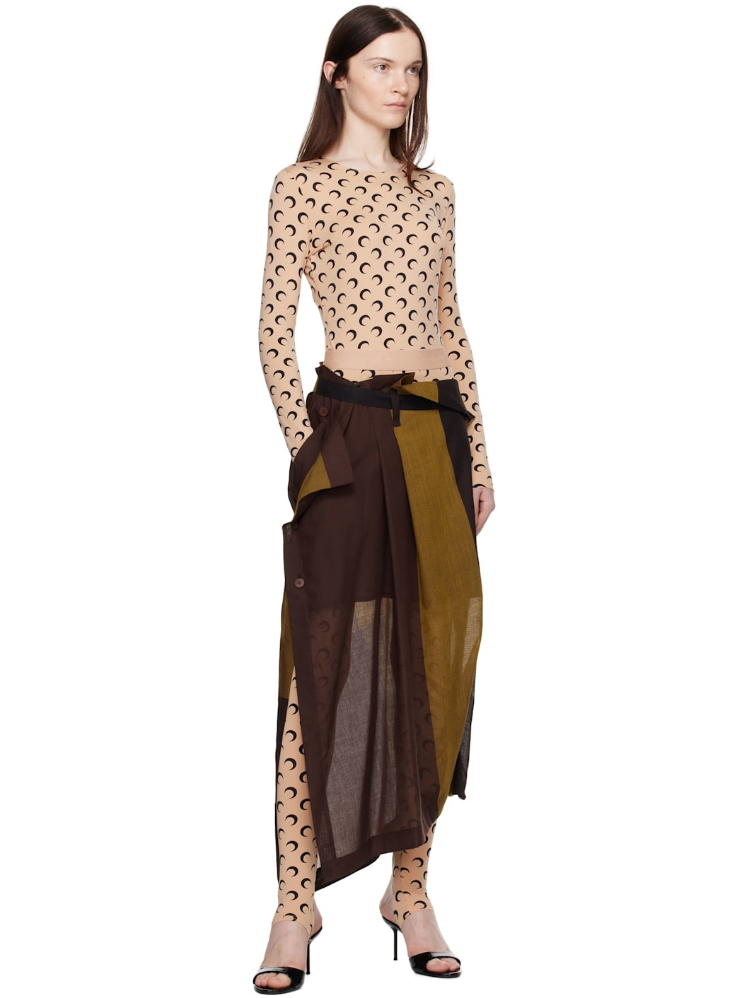 Tan Moon Printed Jersey Second Skin T-Shirt - 5