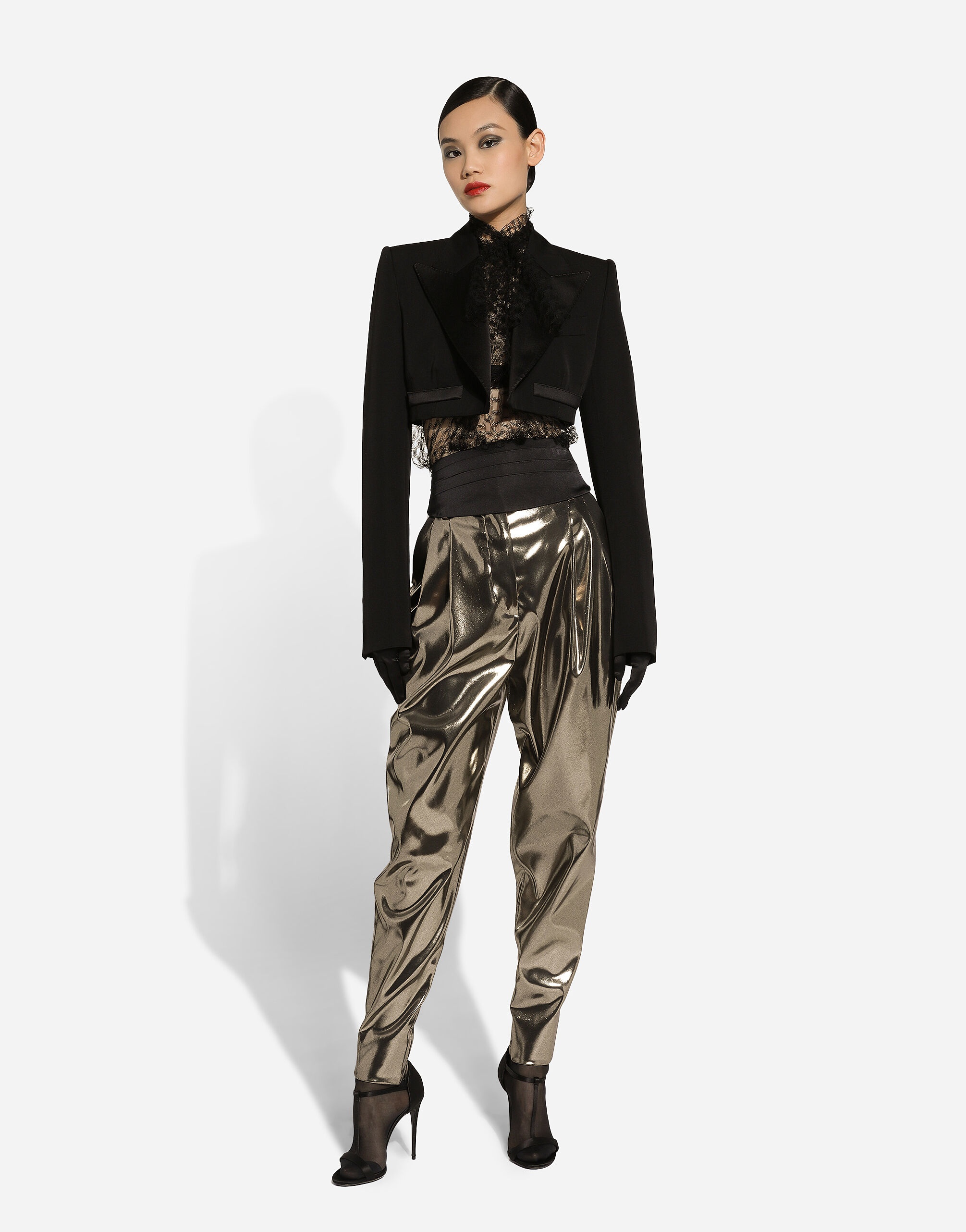 Foiled stretch satin pants - 4