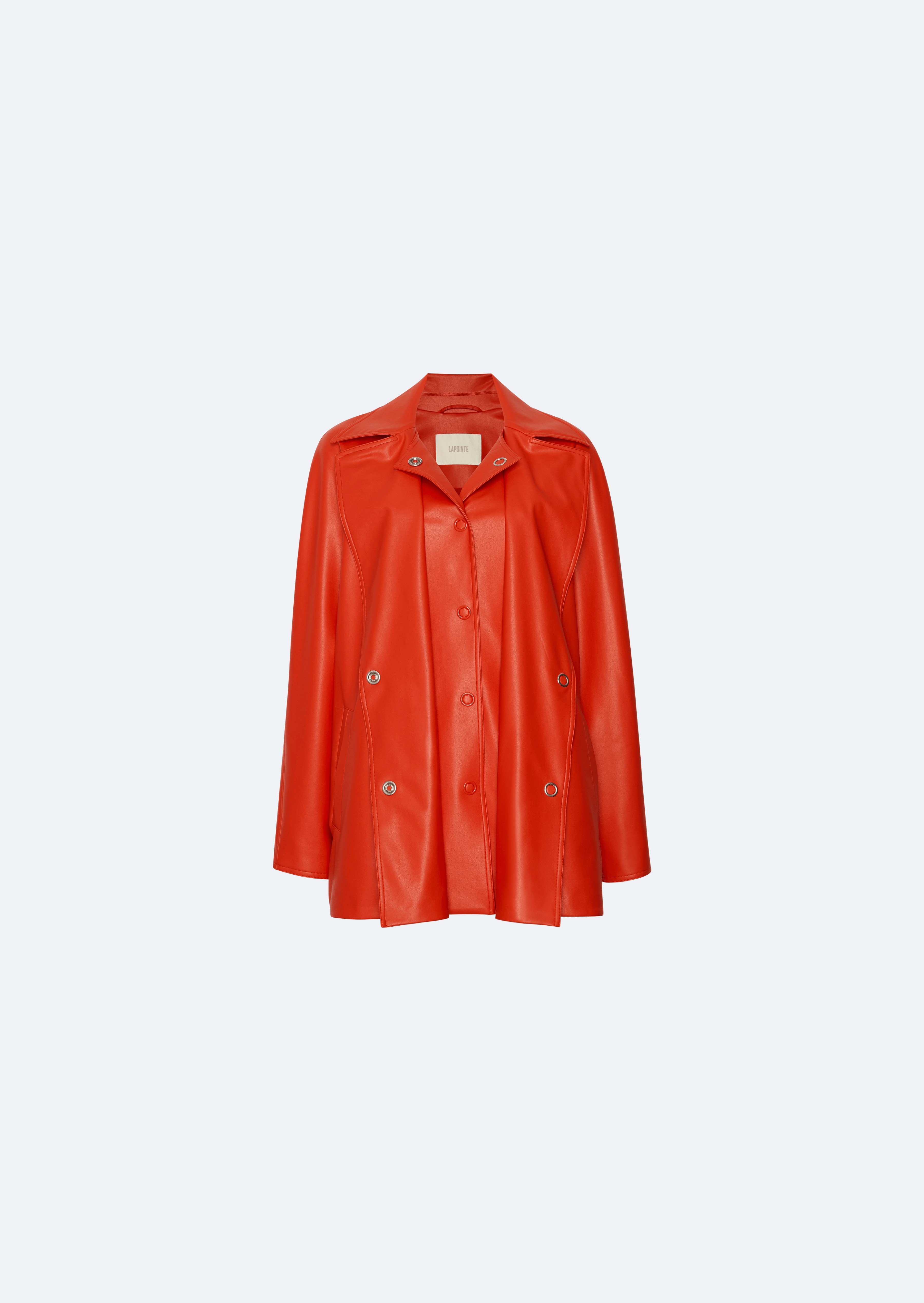 Faux Leather Layered Snap Coat - 1