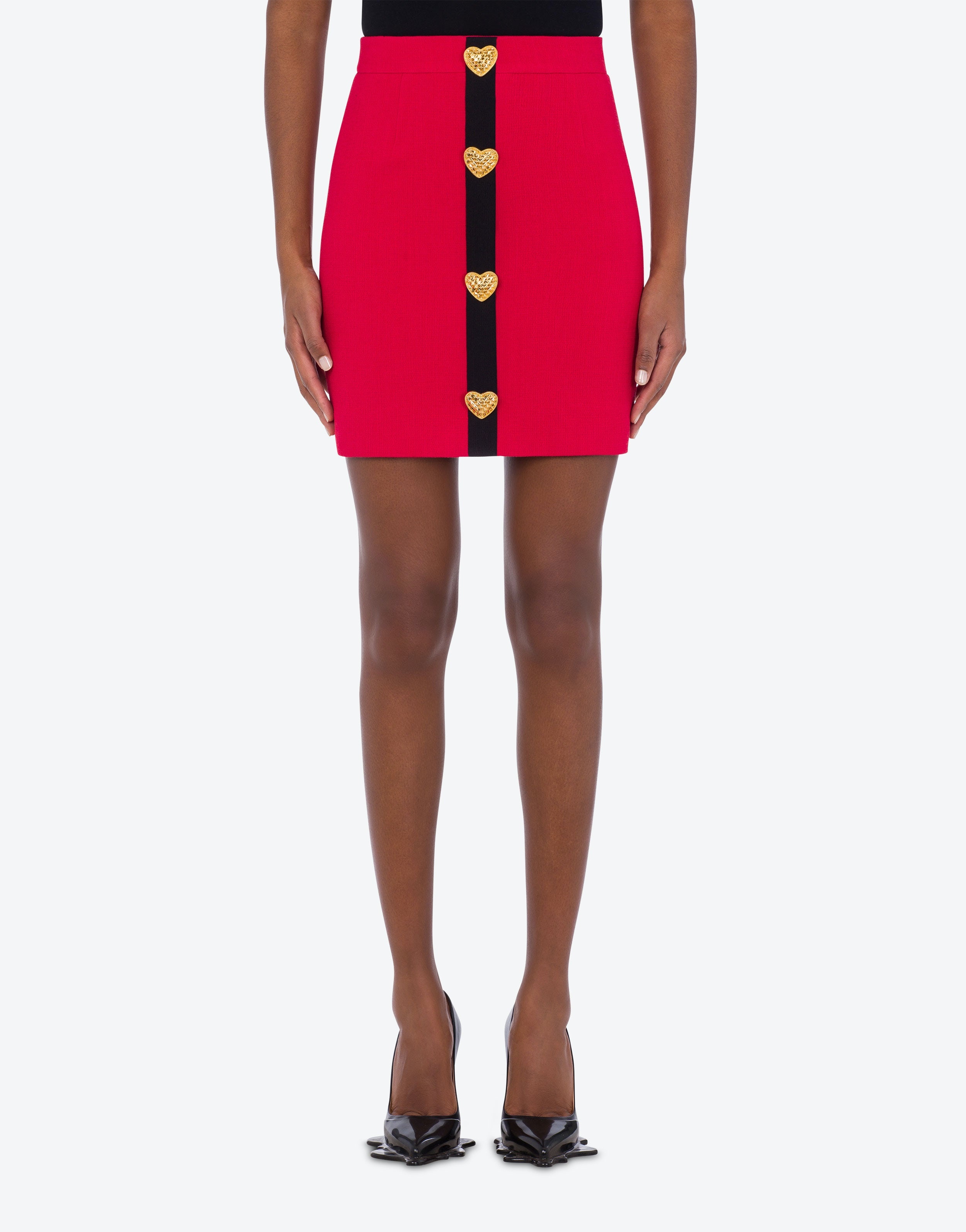 HEART BUTTONS STRETCH CRÊPE MINISKIRT - 2