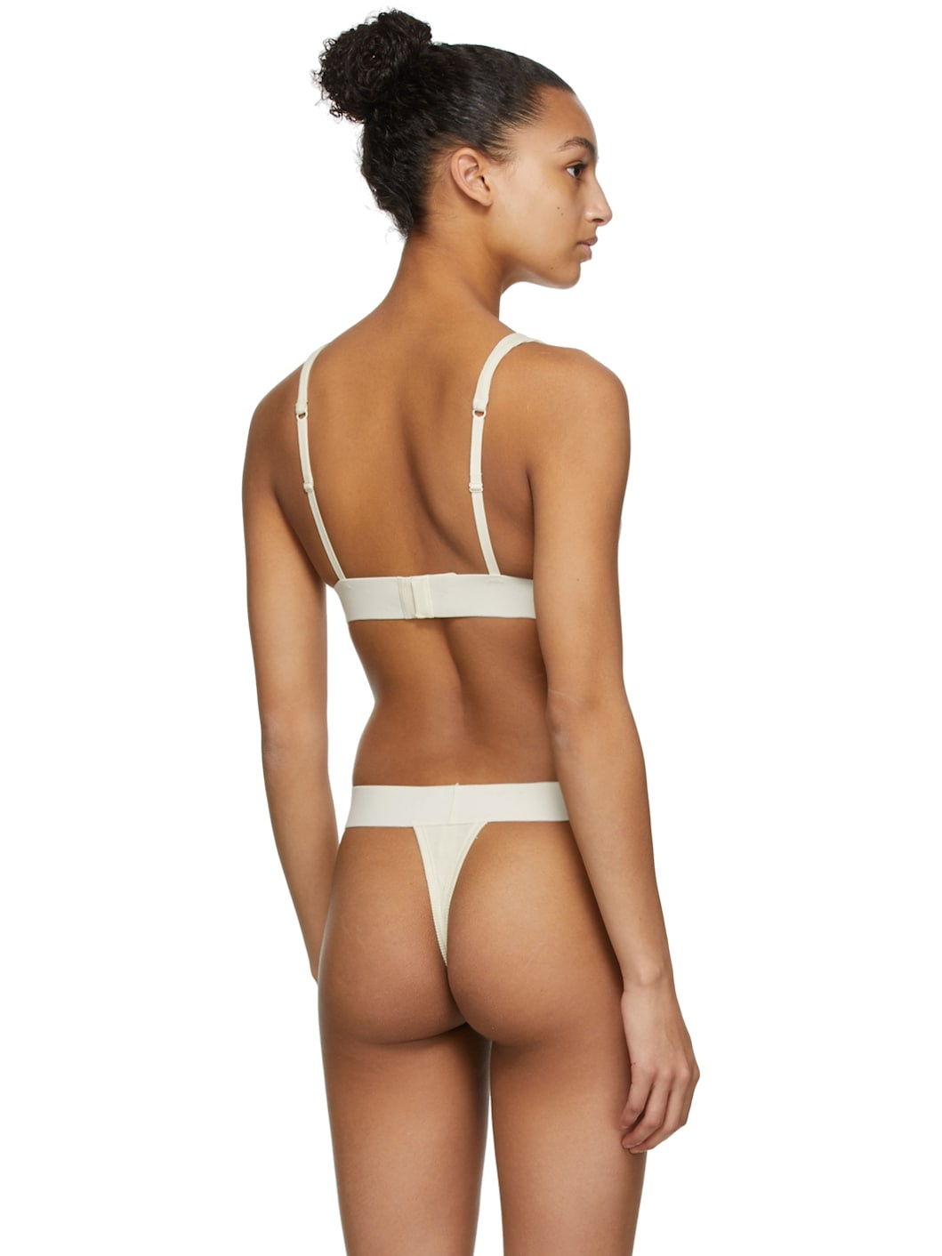 Off-White Cotton Plunge Bralette - 3