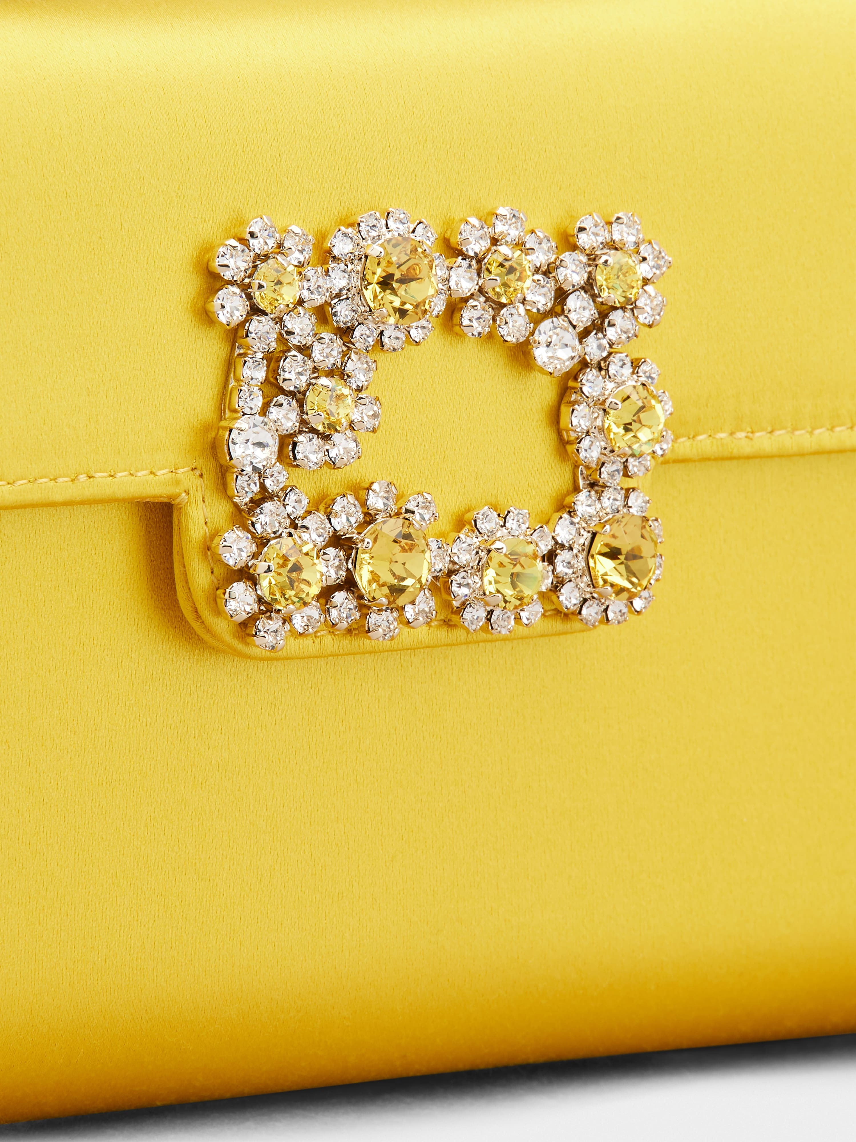 Jewel Mini Flower Strass Colored Buckle Clutch Bag in Satin - 7