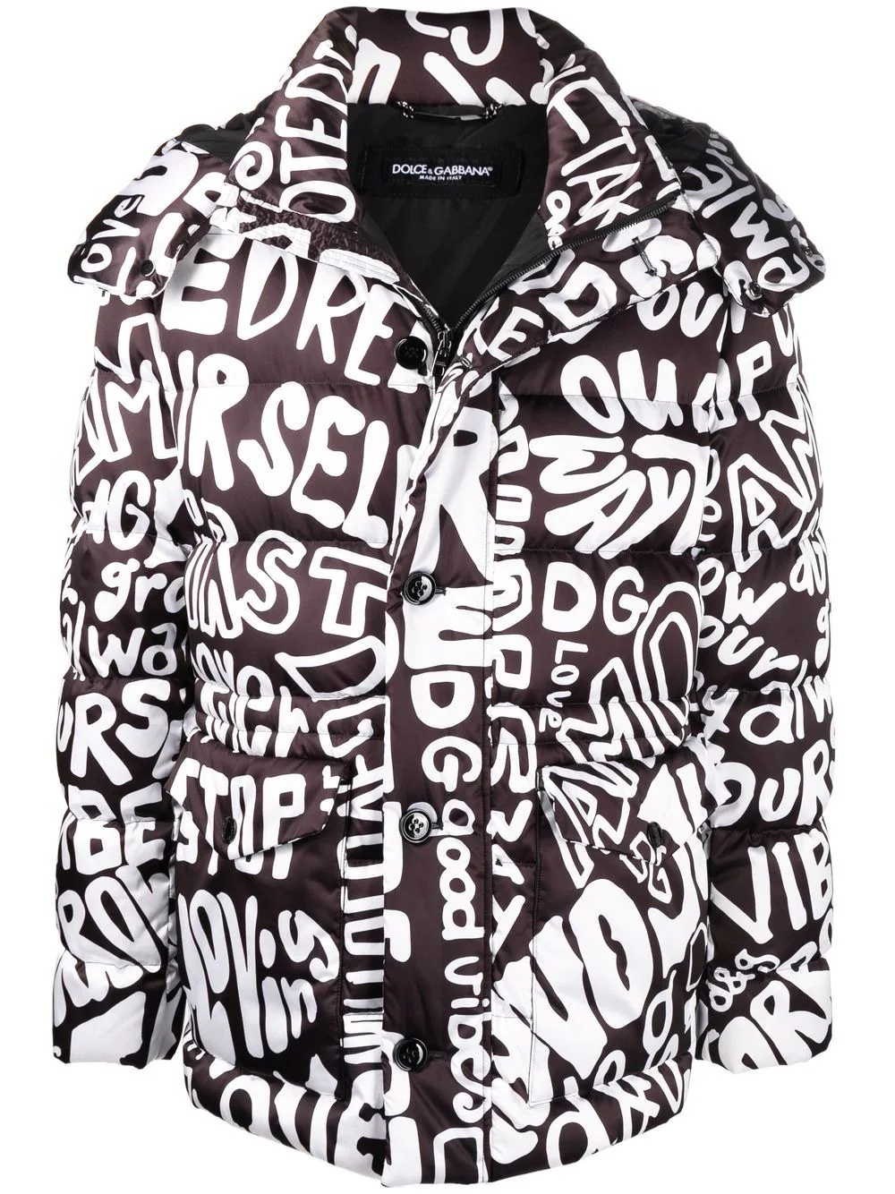 letter-print puffer coat - 1