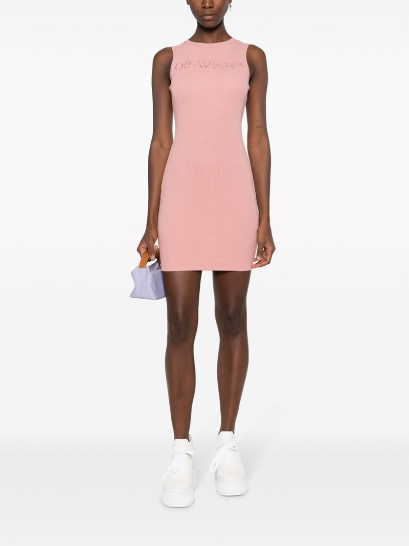 Off-White logo-embroidered ribbed minidress outlook