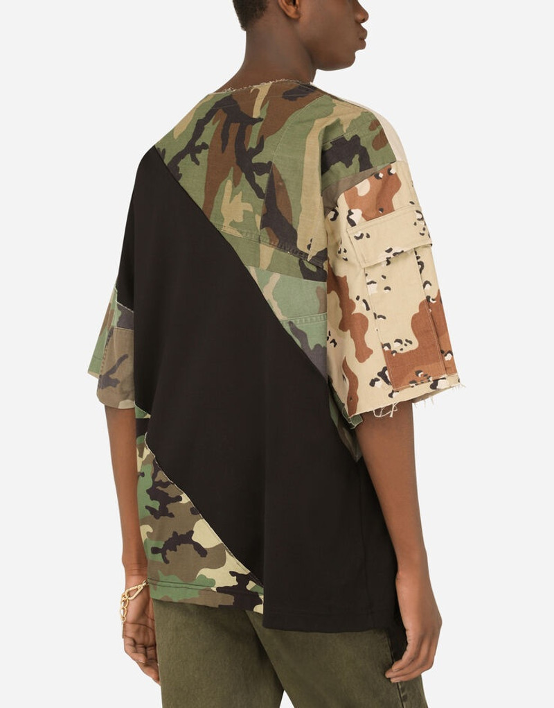 Cotton T-shirt with camouflage patchwork 5