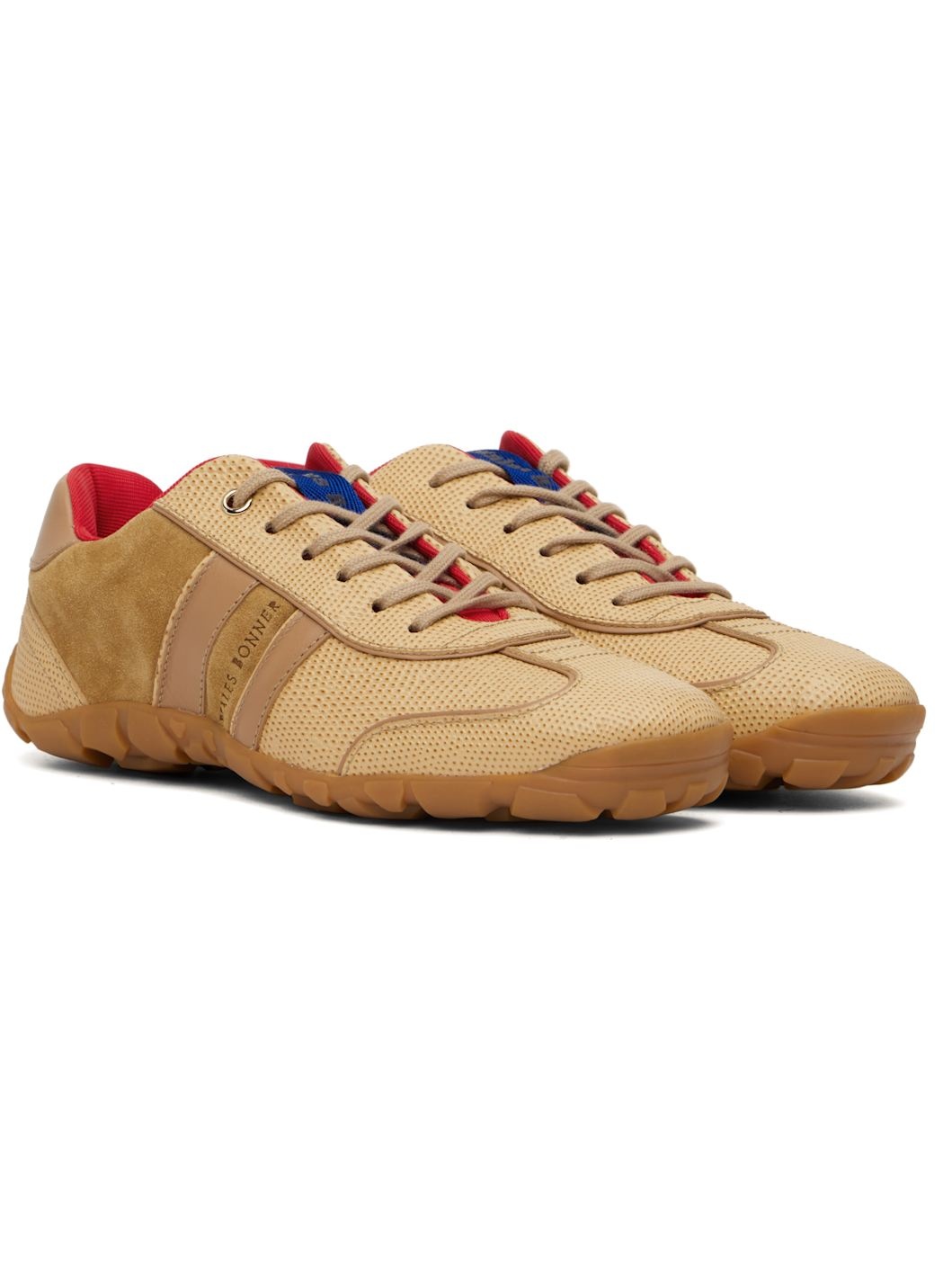 Beige Leather Sneakers - 4