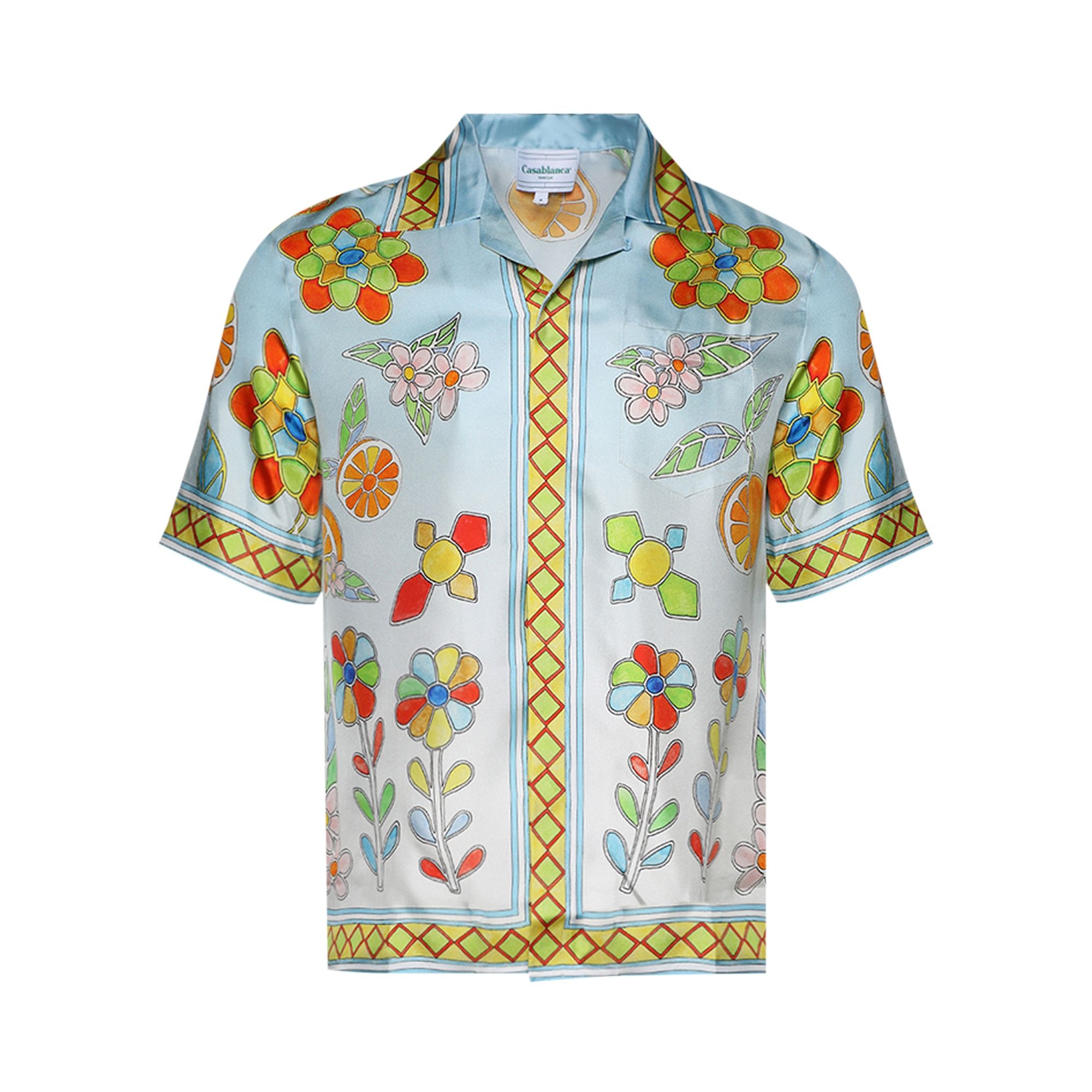 Casablanca Cuban Collar Short-Sleeve Shirt 'Yoruba Flowers' - 1