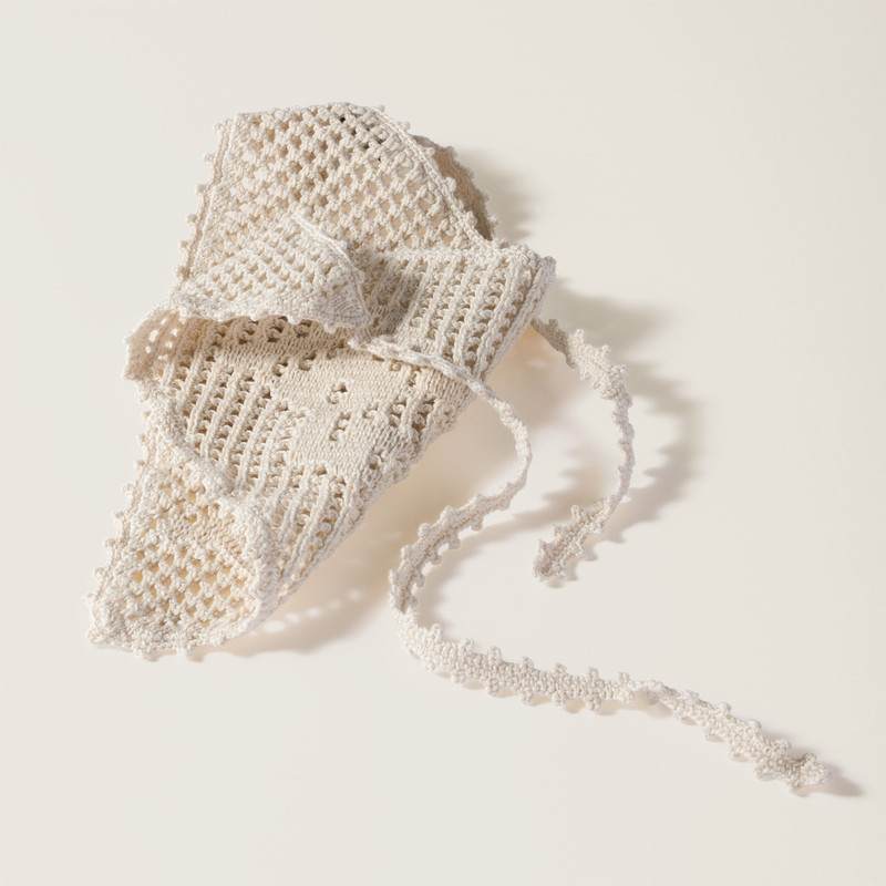 Miu Miu Crochet cotton triangle scarf outlook
