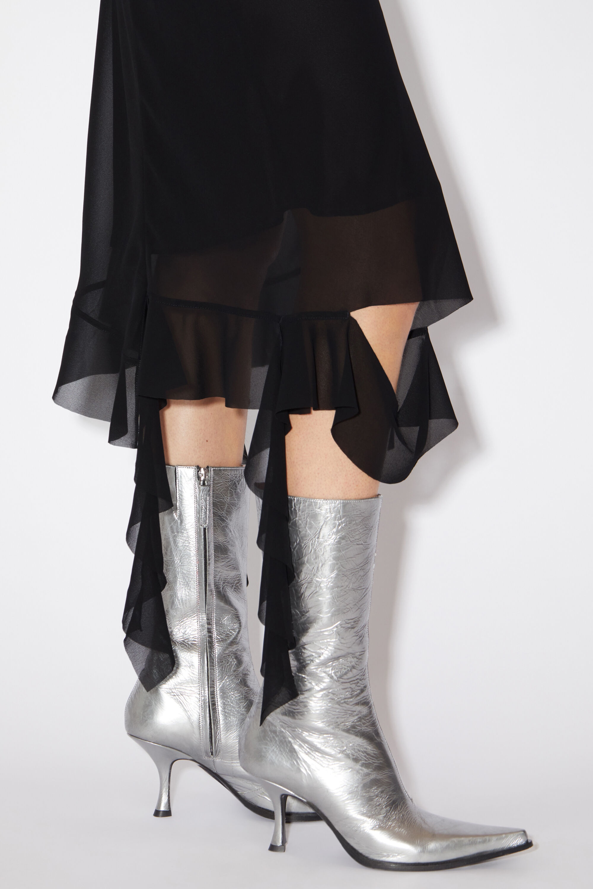 Ruffle strap dress - Black - 5