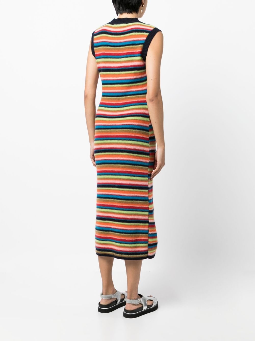 striped cashmere knit dress - 4