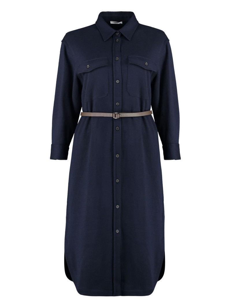 belted flap-pocket midi shirt dress 1