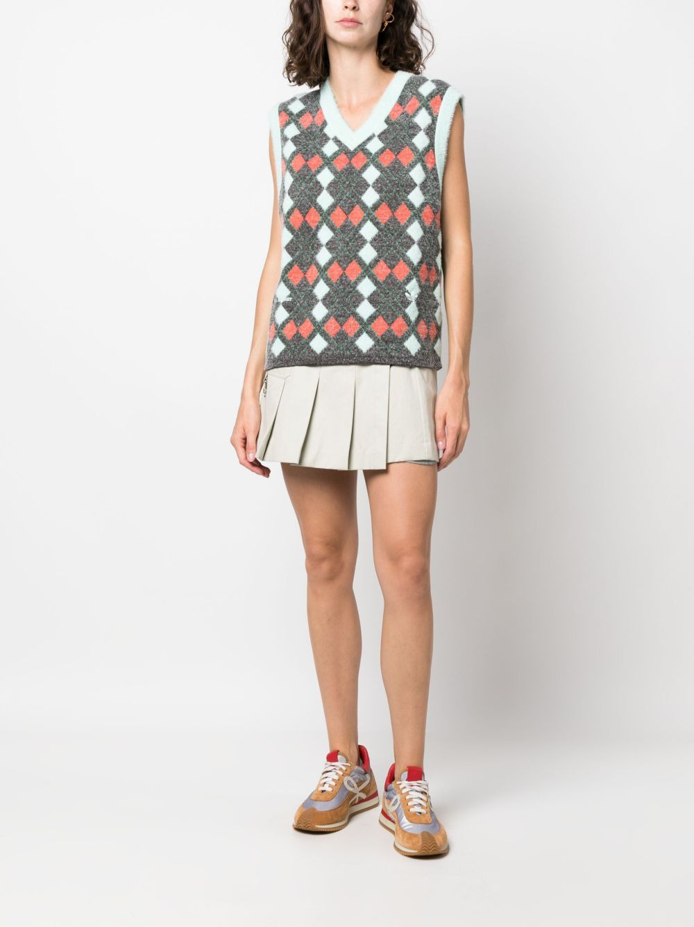 x Wales Bonner argyle-check knitted vest - 2