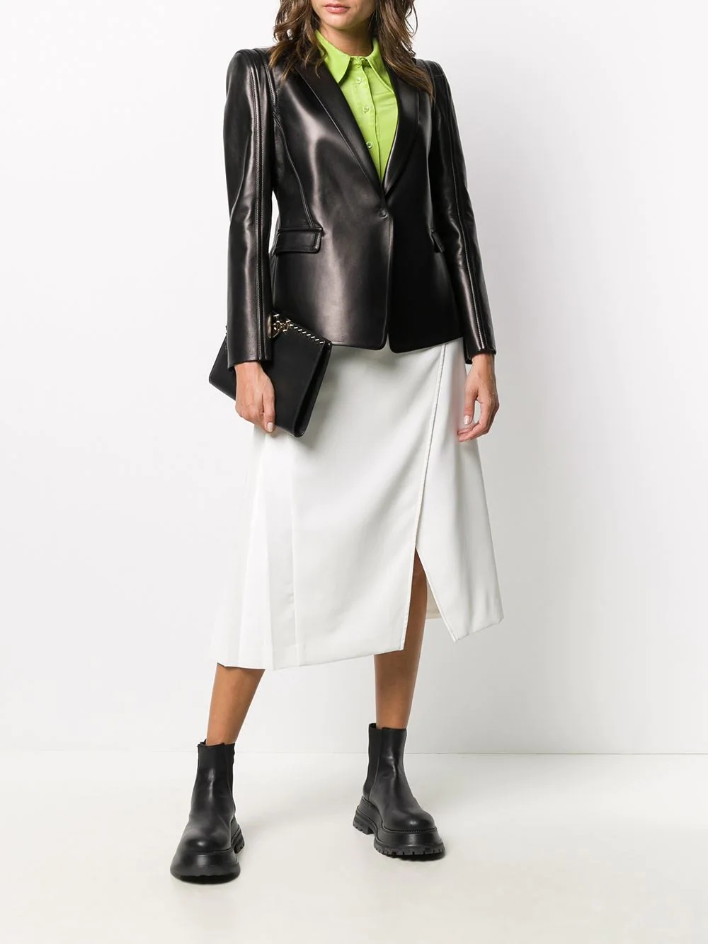 single-breasted leather blazer - 2