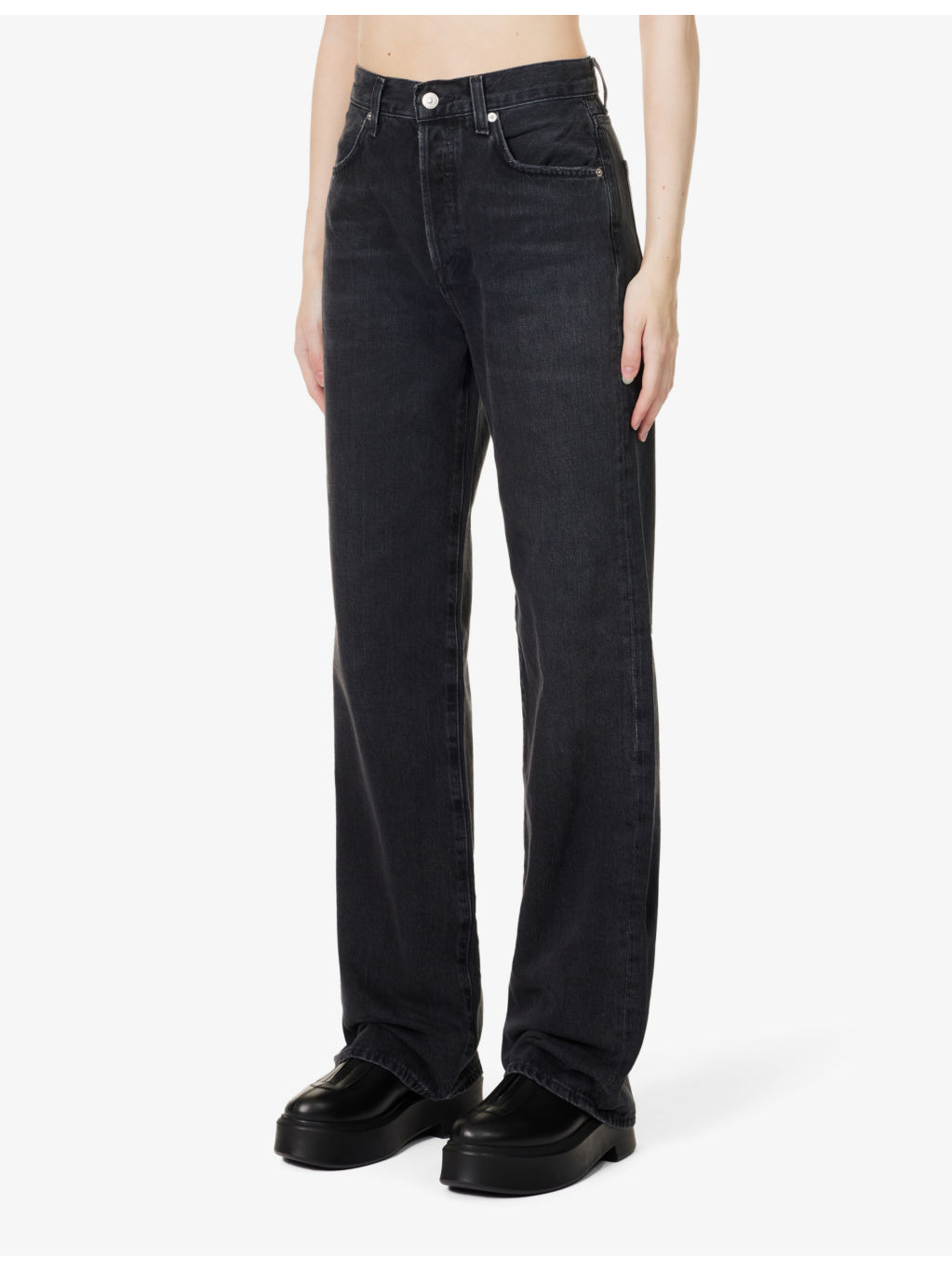 Annina whiskered wide-leg high-rise organic-denim jeans - 3